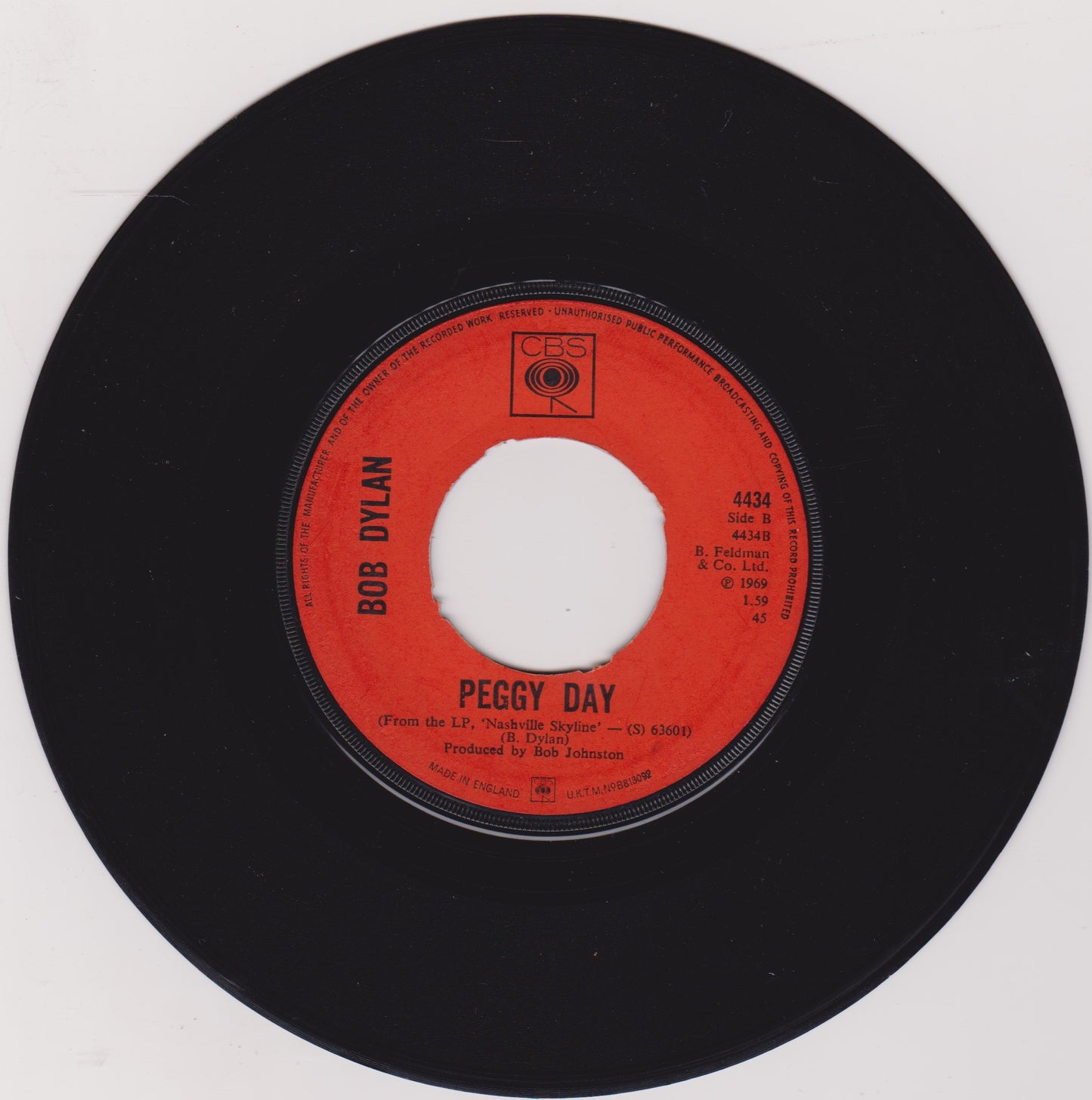 Bob Dylan – Lay Lady Lay (CBS 1969) 7" vinyl single G+/-