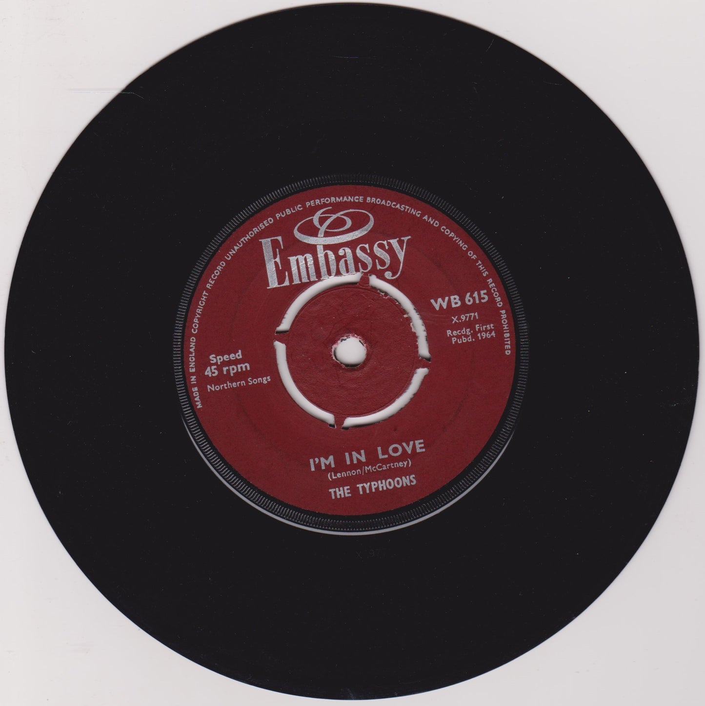 Ray Pilgrim And The Beatmen / The Typhoons – 5-4-3-2-1 / I'm In Love 7" vinyl single VG/-