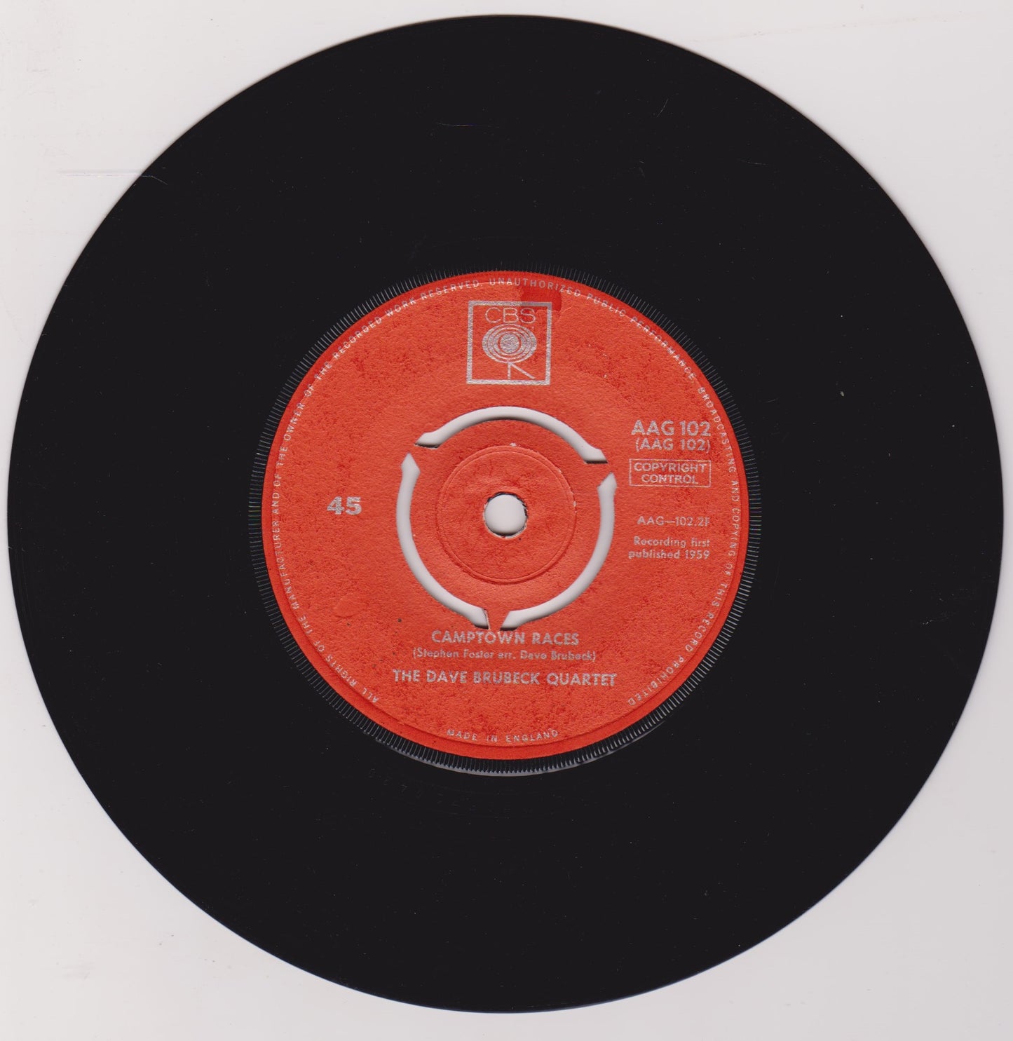 The Dave Brubeck Quartet – Unsquare Dance (CBS 1962) 7" vinyl single VG/VG