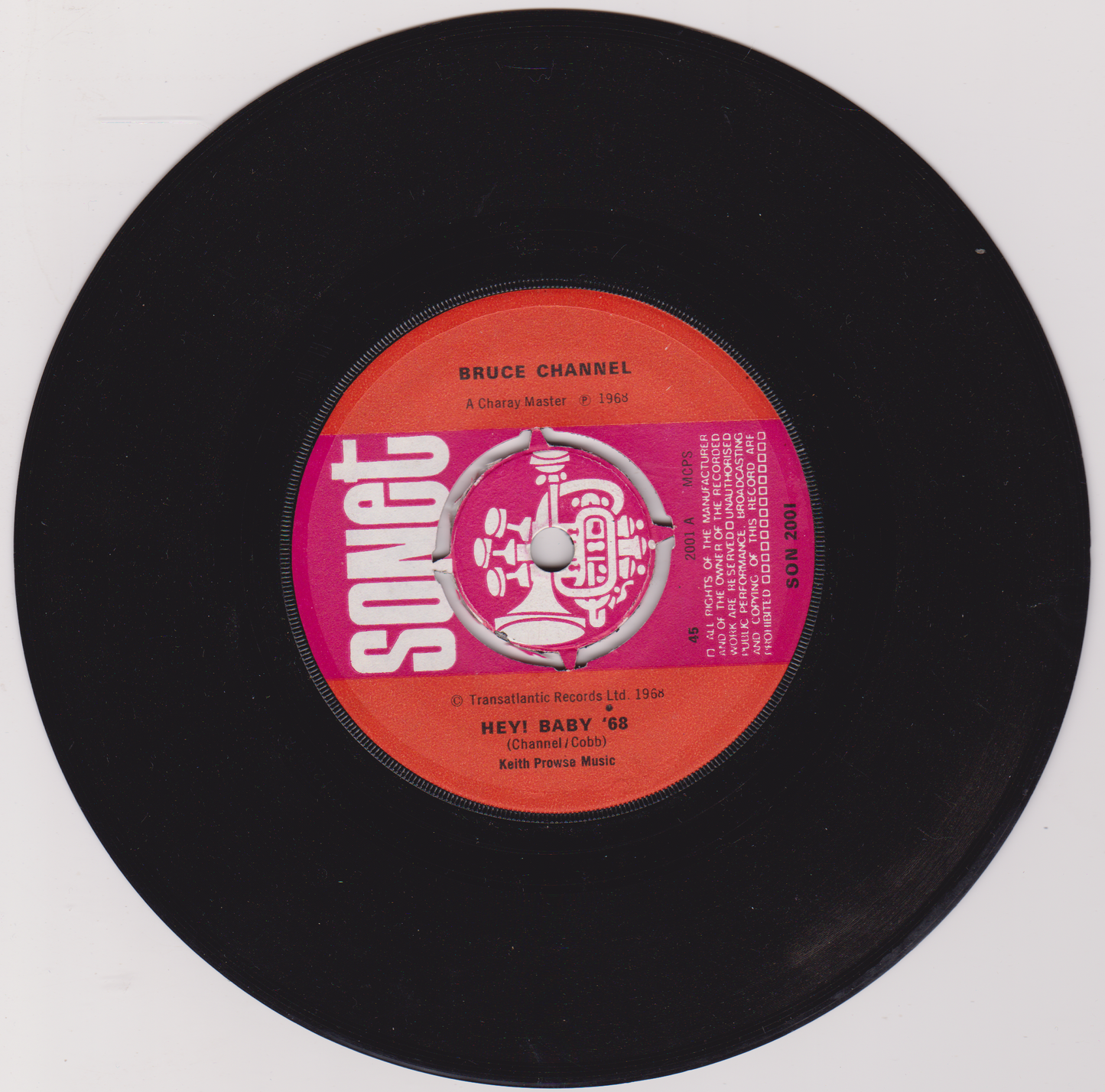 Bruce Channel – Hey! Baby '68 (Sonet 1968) 7" vinyl single VG/-