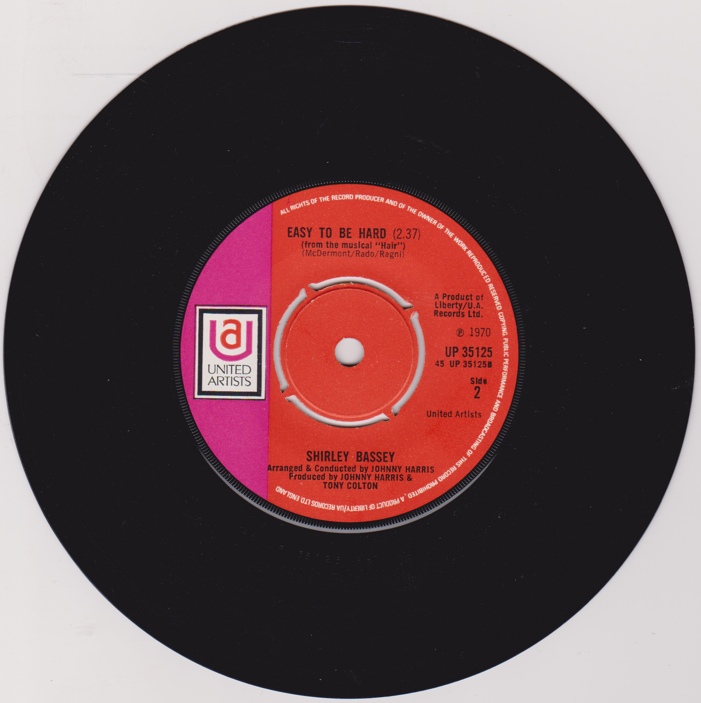 Shirley Bassey - Something (UA 1970) 7" vinyl single VG/-