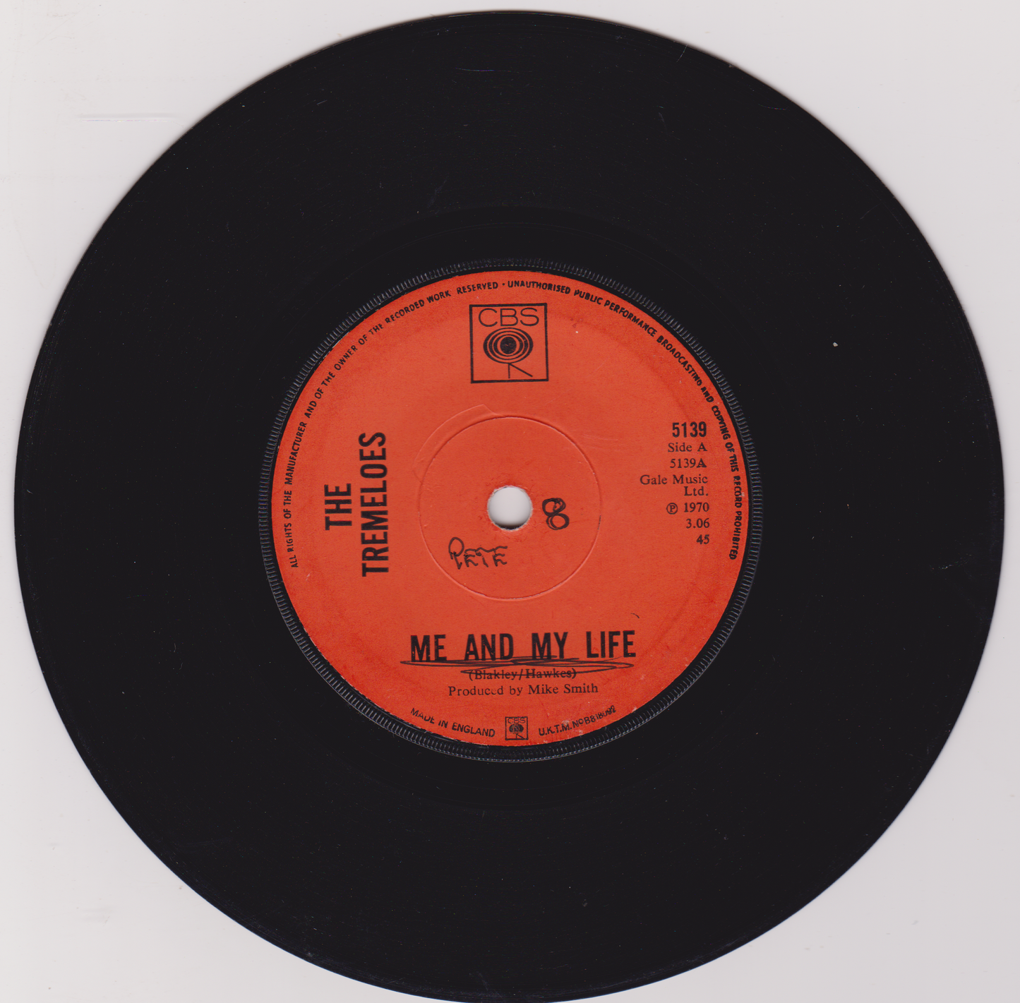 The Tremeloes - Me And My Life (CBS 1970) 7" vinyl single G+/-