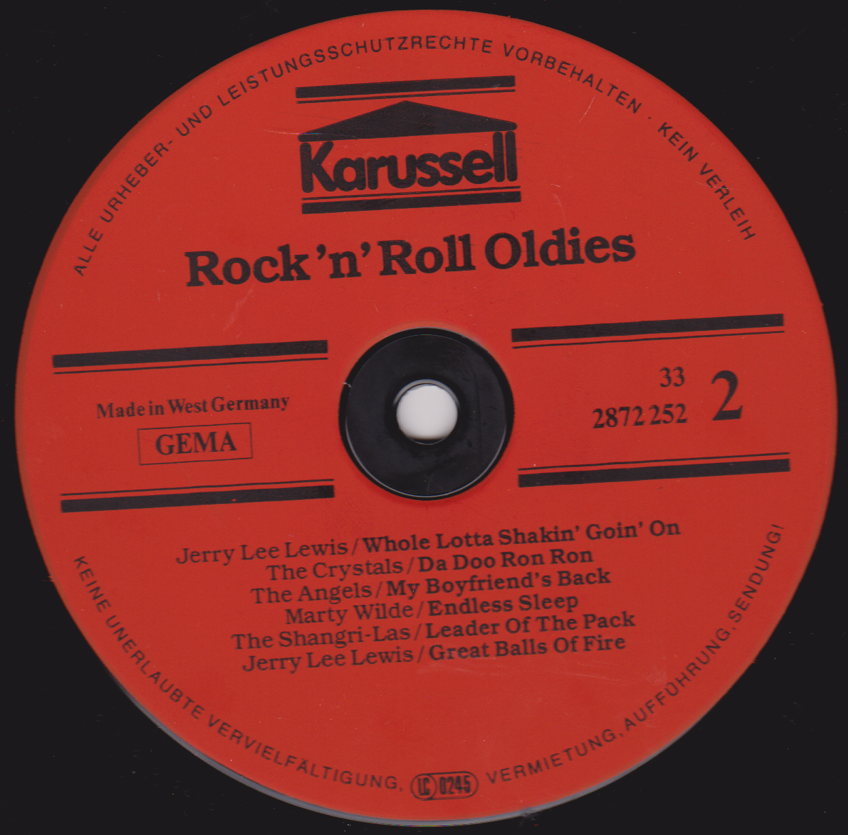 Various – Rock'n' Roll Oldies (Karussell) 12" vinyl LP VG/VG German compilation