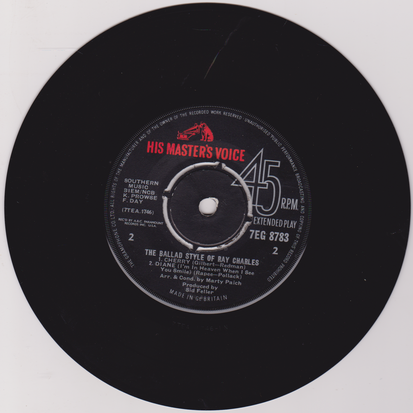 Ray Charles – The Ballad Style Of Ray Charles (HMV 1963) 7" vinyl EP G+/G+