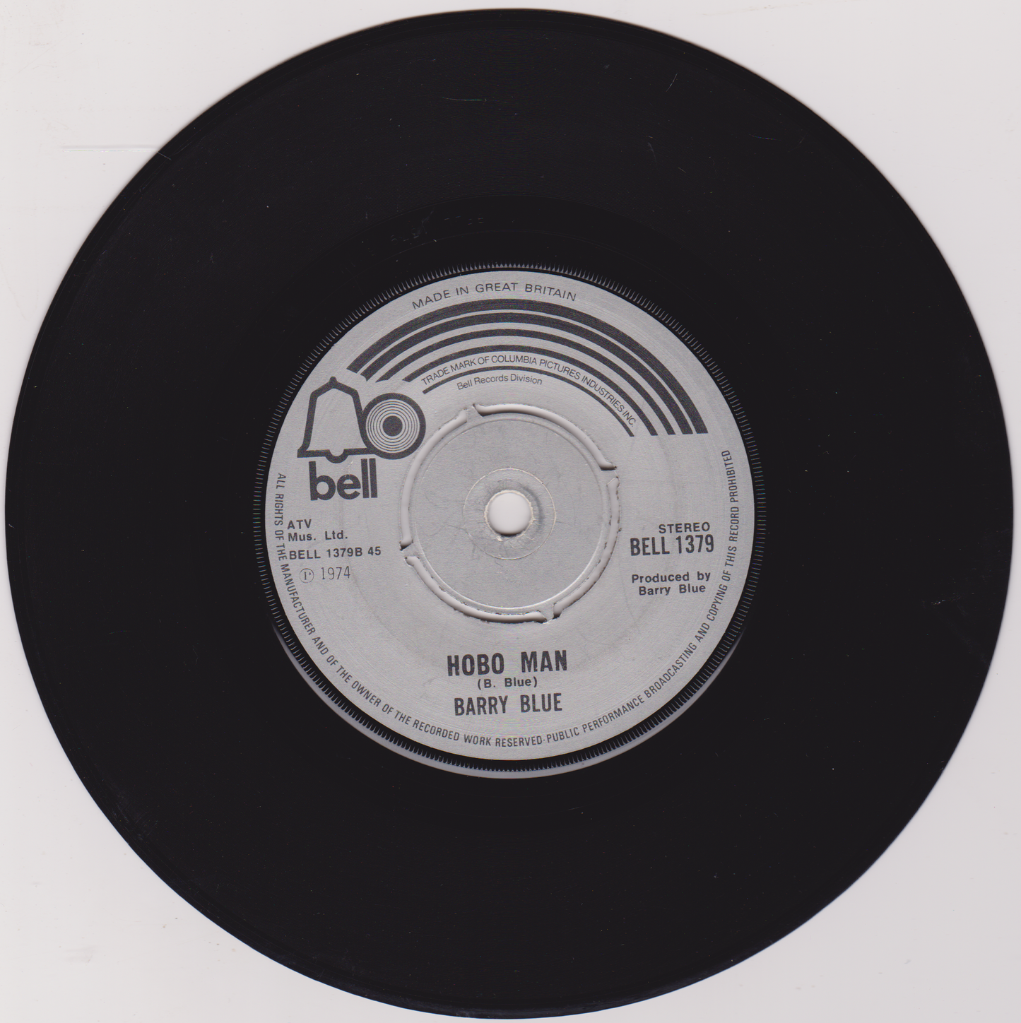 Barry Blue - Hot Shot (Bell 1974) 7" vinyl single VG/-