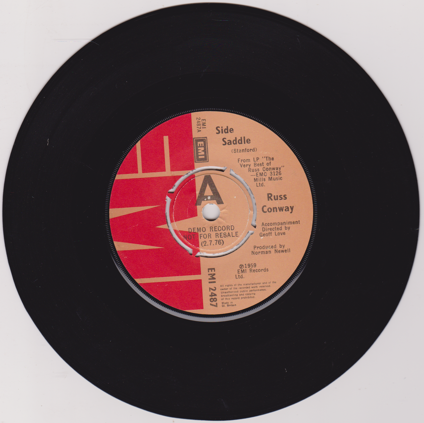 Russ Conway – Side Saddle (EMI) 7" vinyl single VG/G+ promo