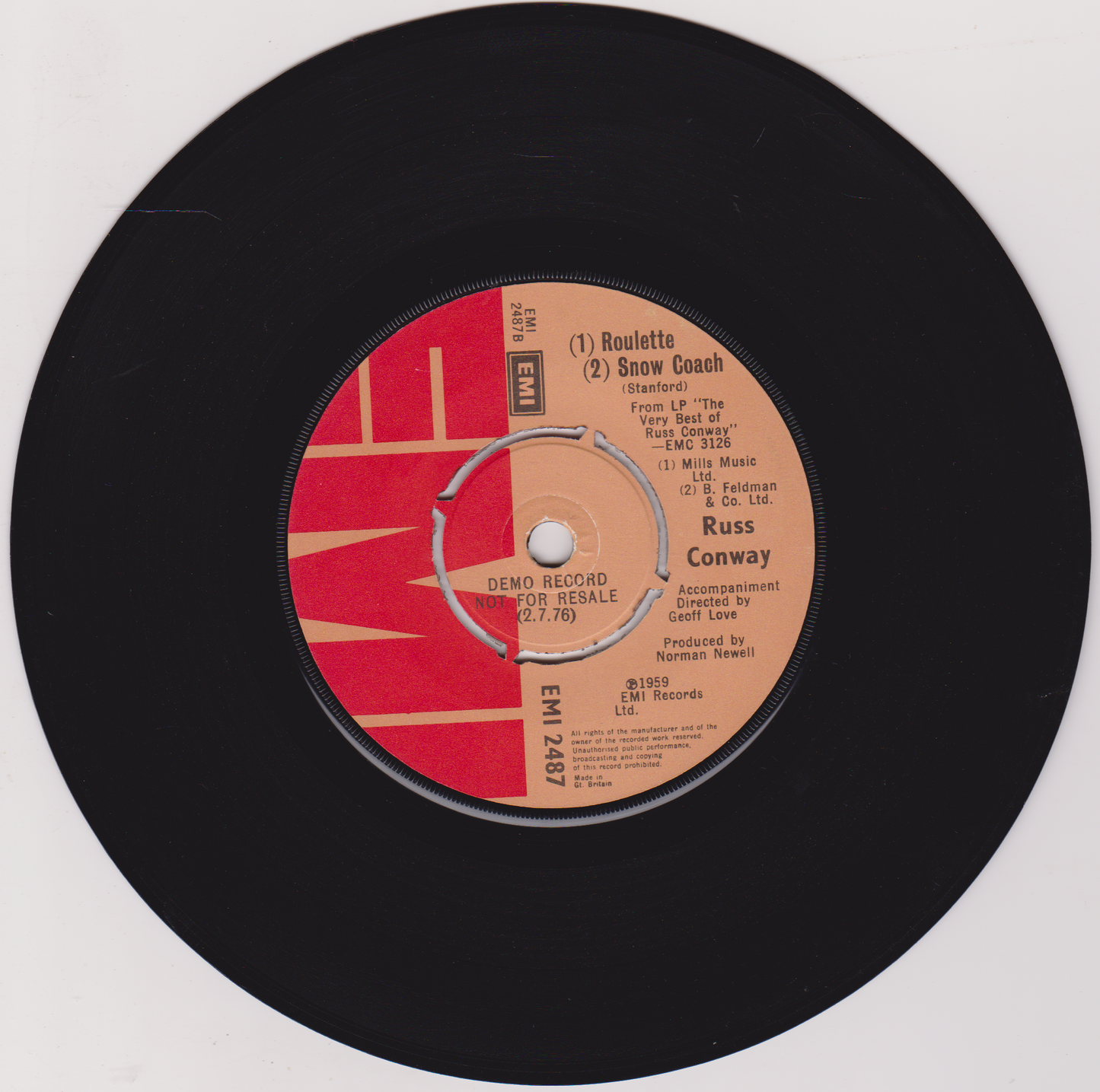 Russ Conway – Side Saddle (EMI) 7" vinyl single VG/G+ promo