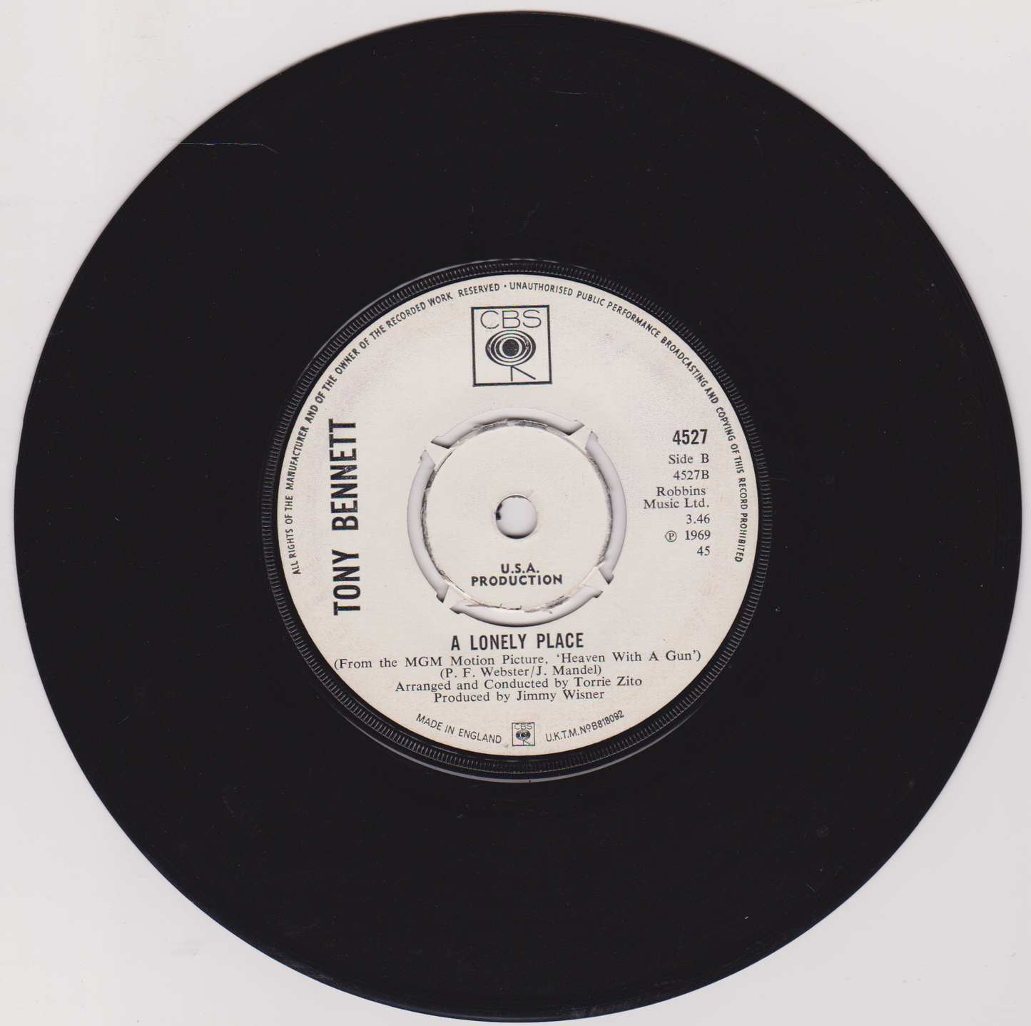 Tony Bennett – I've Gotta Be Me (CBS 1969) 7" vinyl single G+/- promo