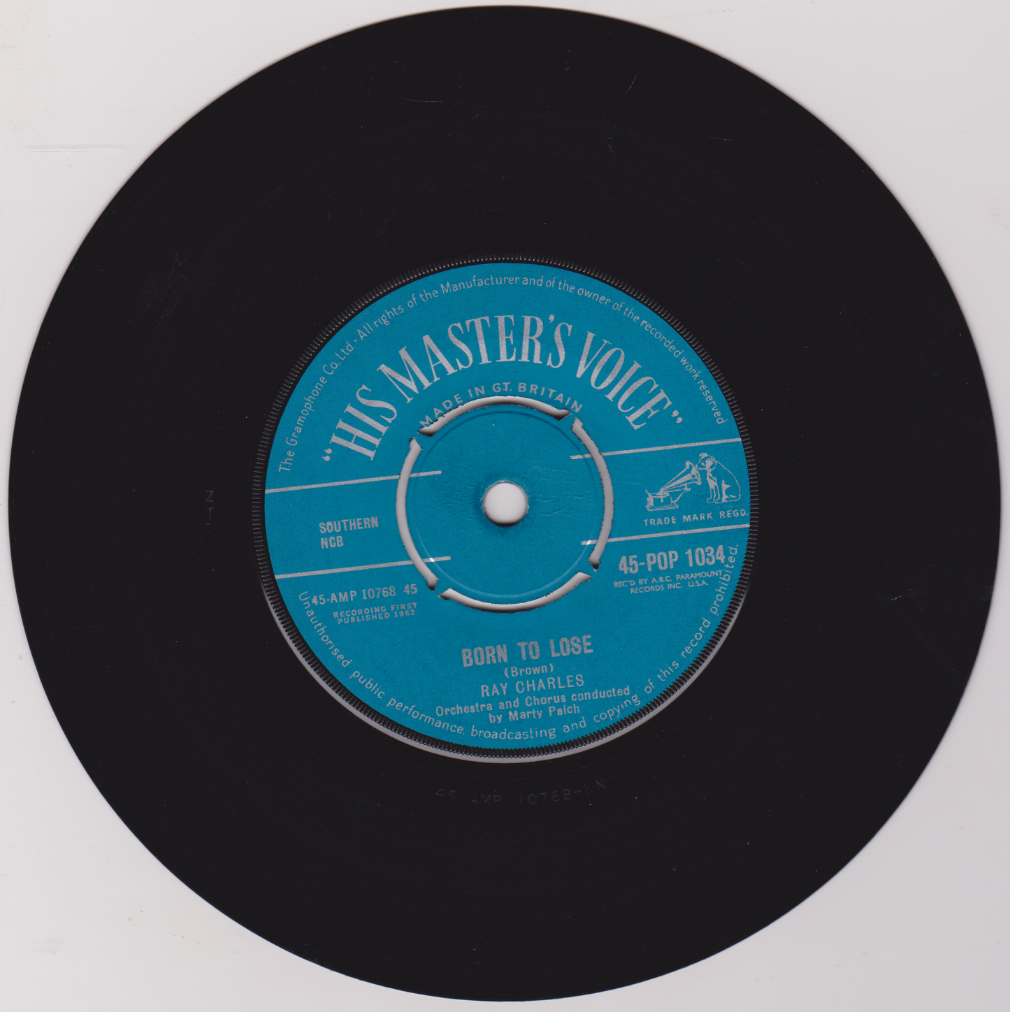 Ray Charles – I Can't Stop Loving You (HMV 1962) 7" vinyl single VG/-
