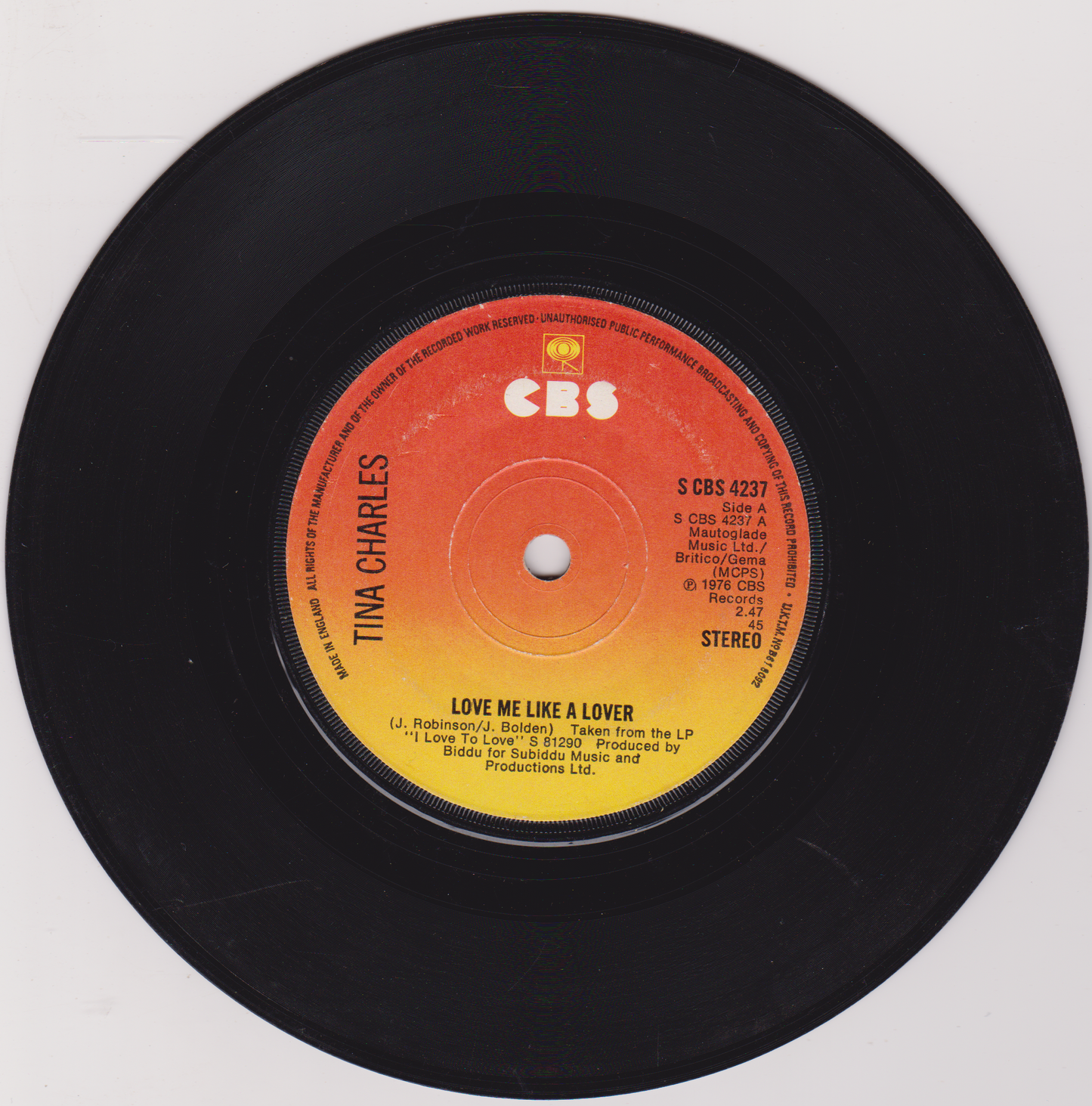 Tina Charles – Love Me Like A Lover (CBS 1976) 7" vinyl single G/-