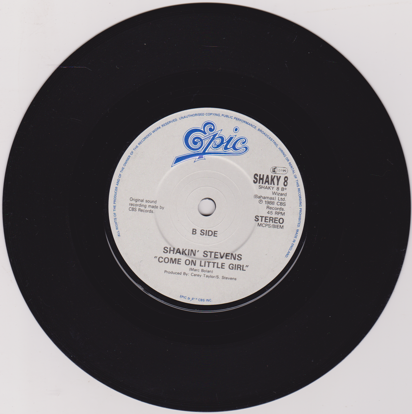 Shakin' Stevens - True Love (Epic 1988) 7" vinyl single VG/-