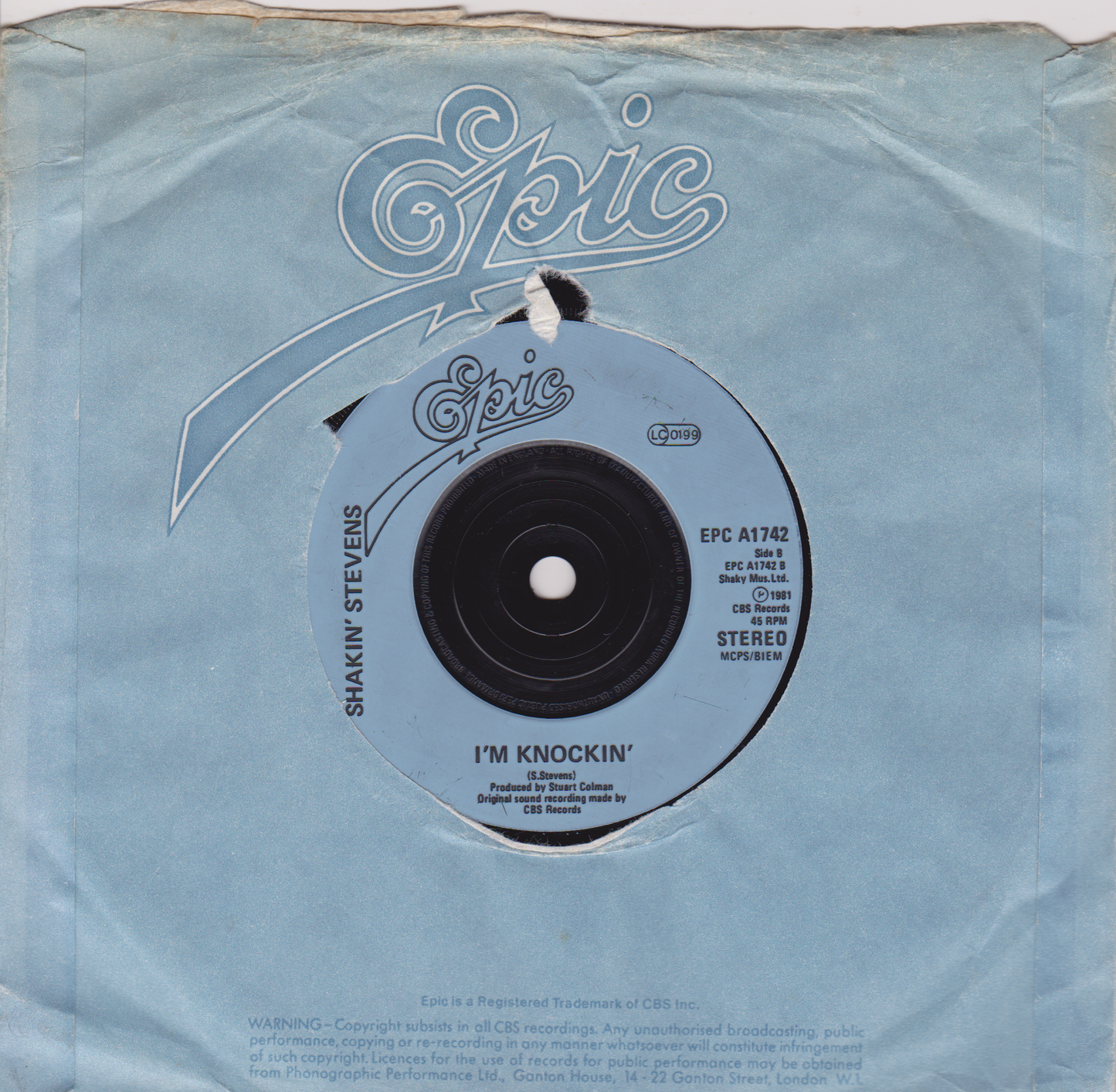 Shakin' Stevens - Oh Julie (Epic 1982) 7" vinyl single VG/G+