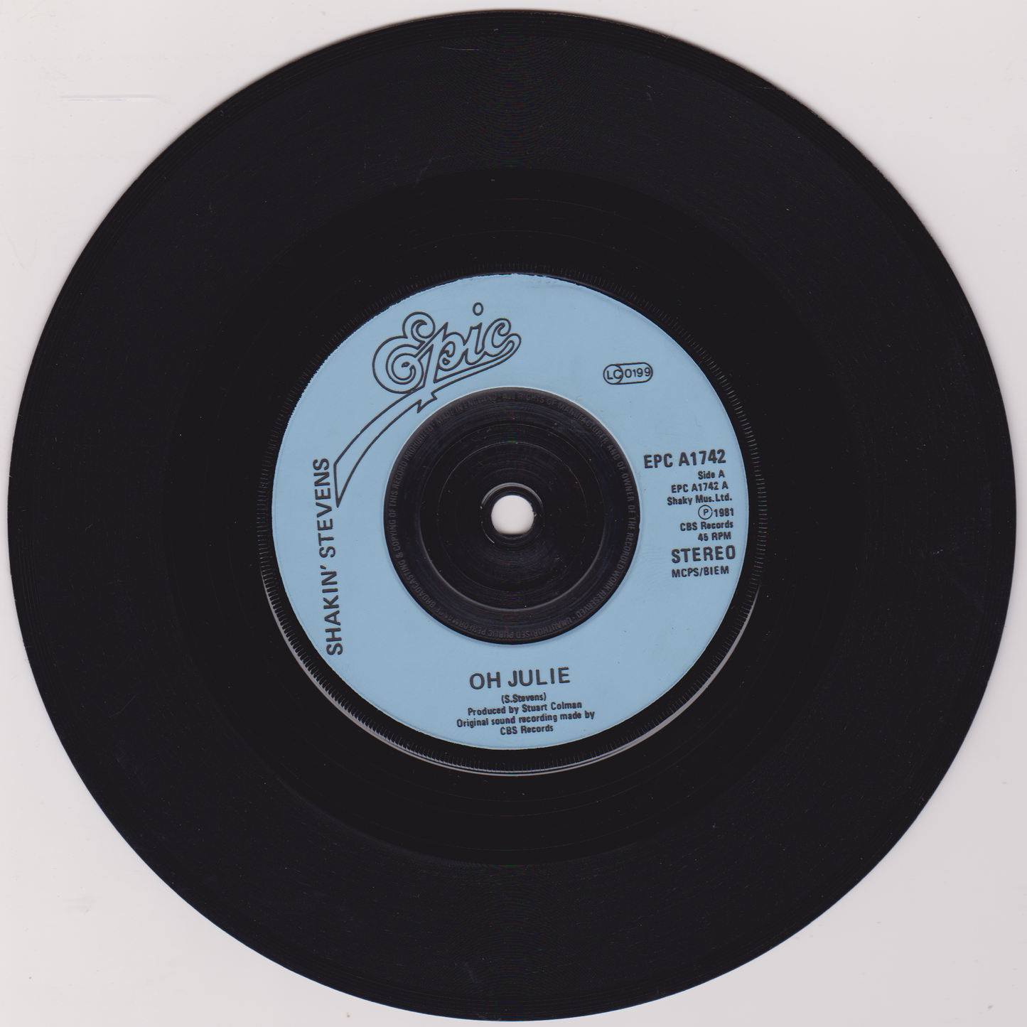 Shakin' Stevens - Oh Julie (Epic 1982) 7" vinyl single VG/G+