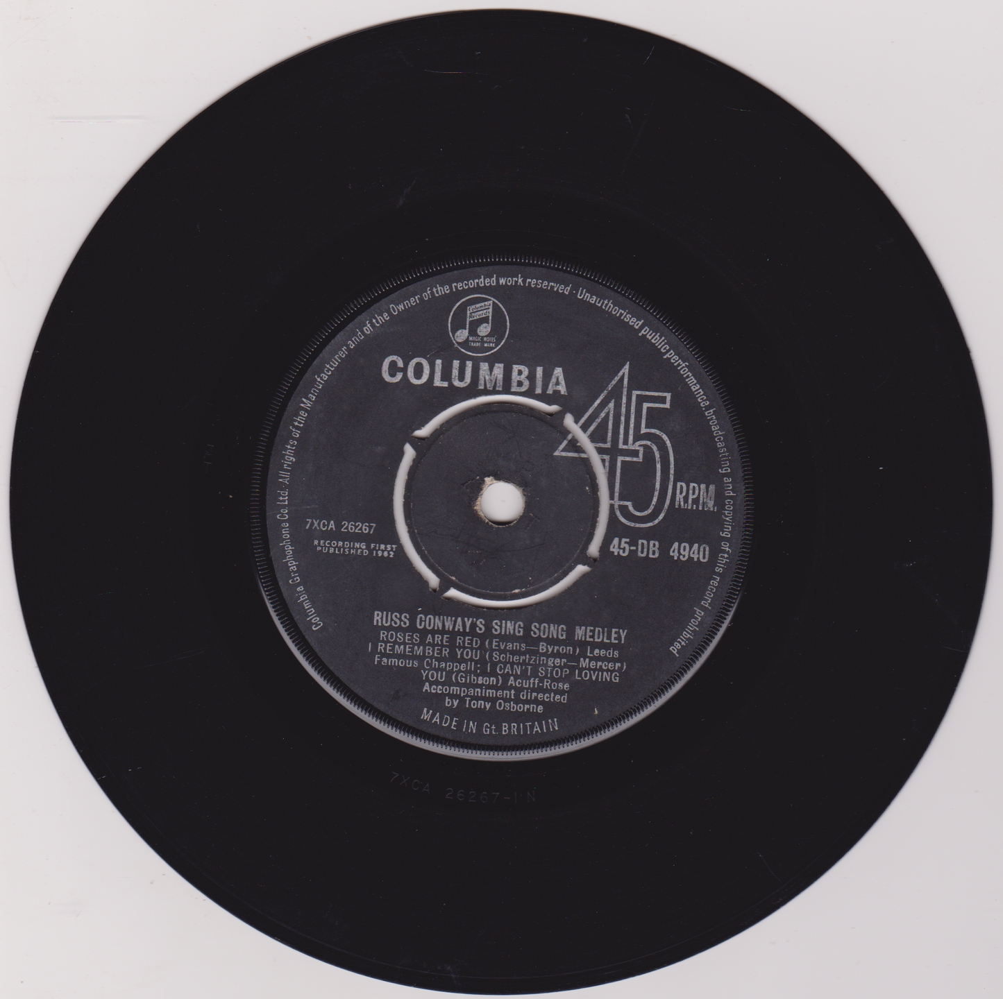Russ Conway – Russ Conway's Sing Song Medley (Columbia, 1962) 7" vinyl VG/-