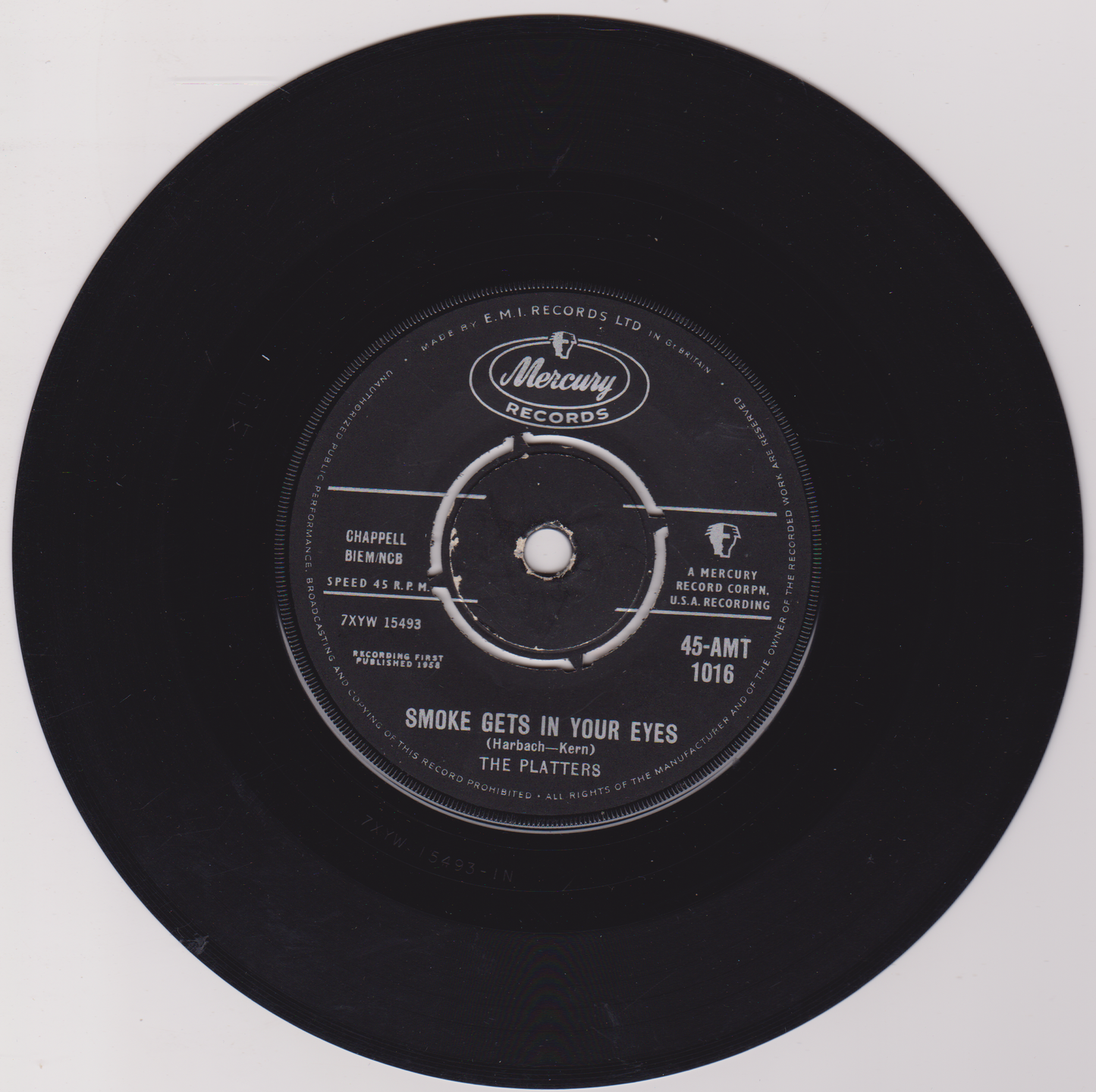 The Platters – Smoke Gets In Your Eyes (Mercury 1958) 7" vinyl single VG/-