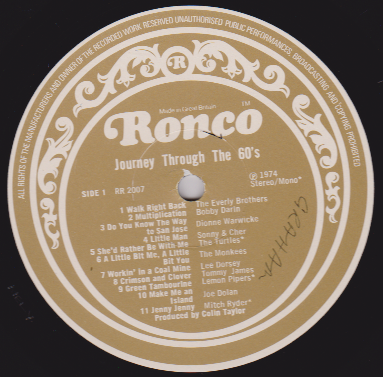 Various – Journey Through The 60's (Ronco 1974) 12" vinyl LP VG/VG