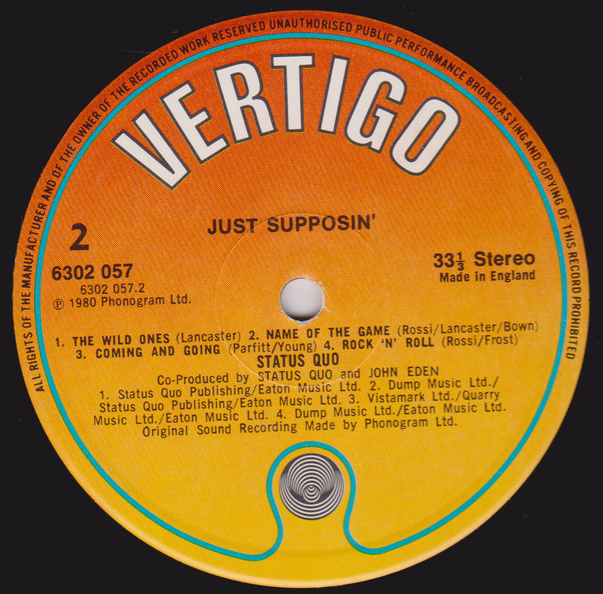 Status Quo – Just Supposin'... (Vertigo 1980) 12" vinyl LP VG/VG