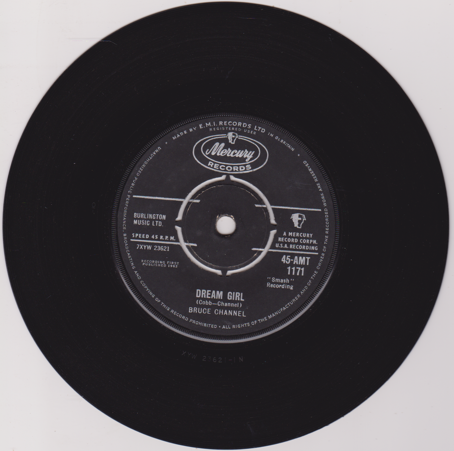 Bruce Channel – Hey! Baby (Mercury 1962) 7" vinyl single VG/VG