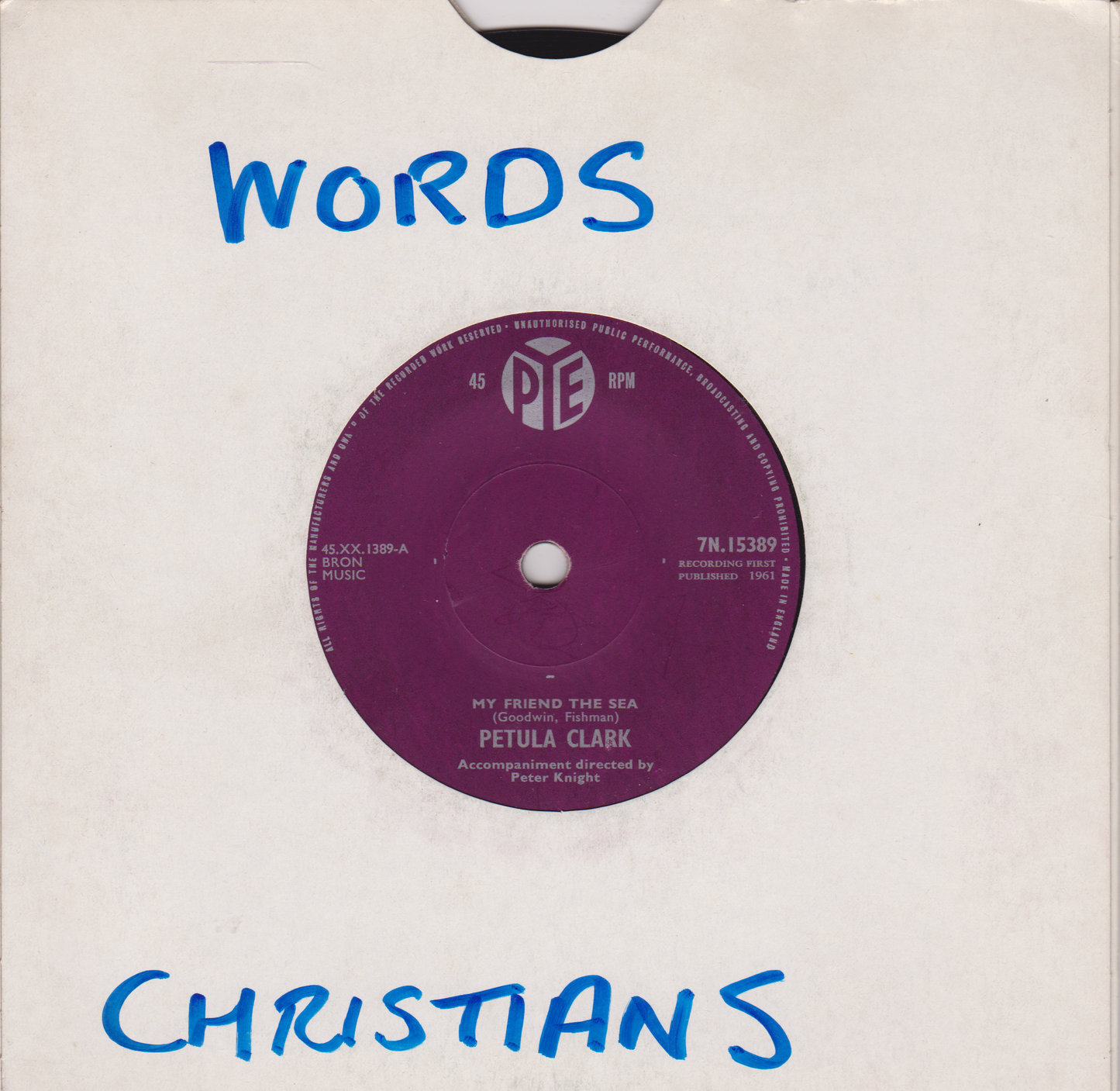 Petula Clark – My Friend The Sea (Pye, 1961) 7" vinyl single VG/-