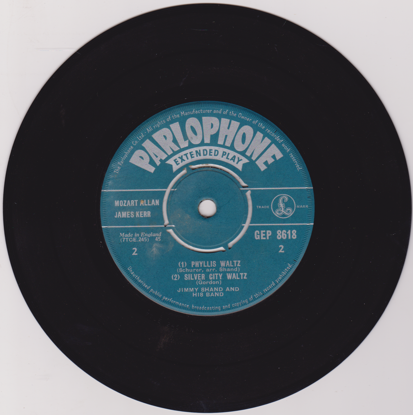 Jimmy Shand & His Band – A Swirl Of The Kilt (1957) 7" vinyl EP G+/-