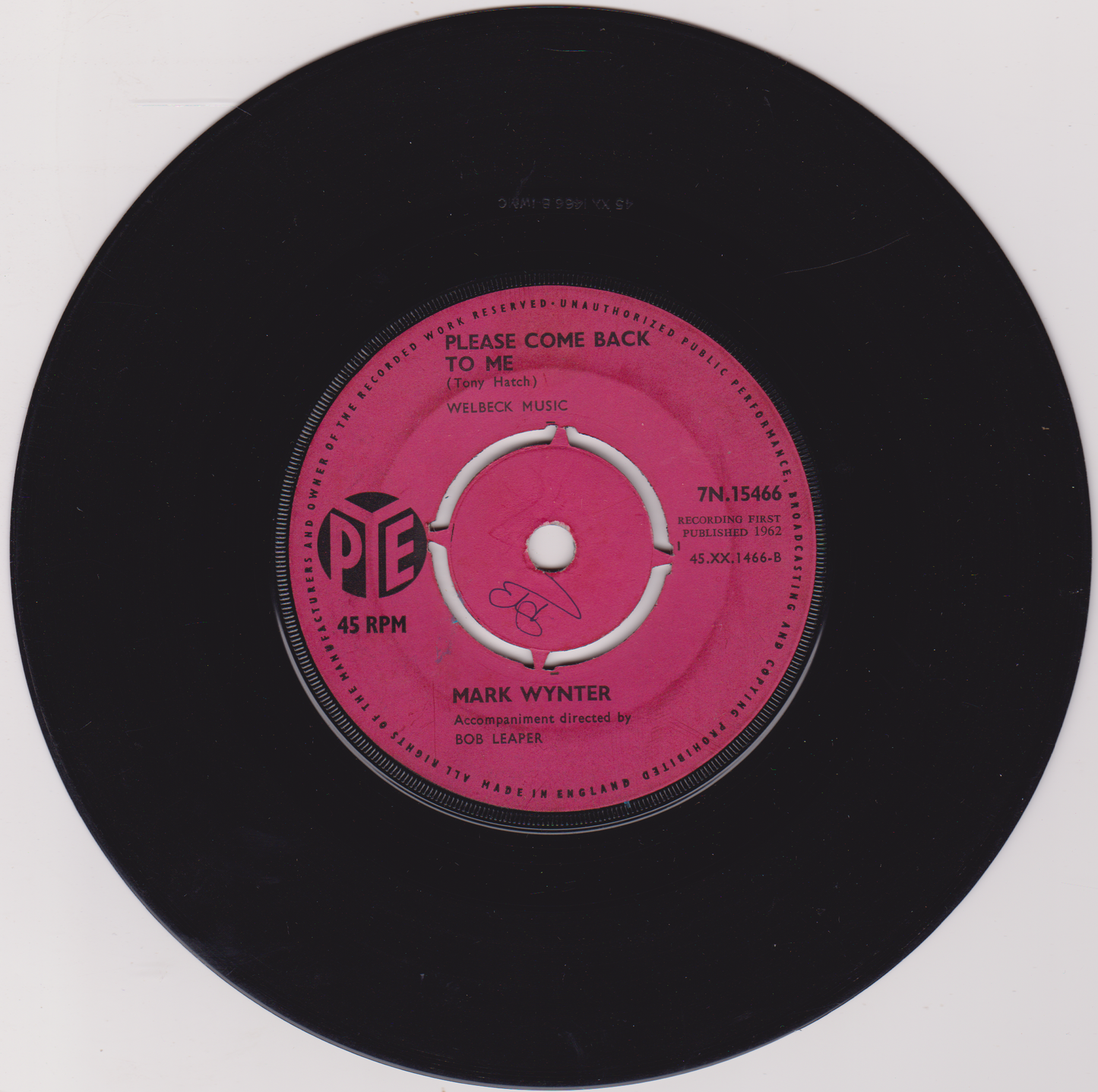 Mark Wynter – Venus In Blue Jeans (Pye 1962) 7" vinyl single VG/-