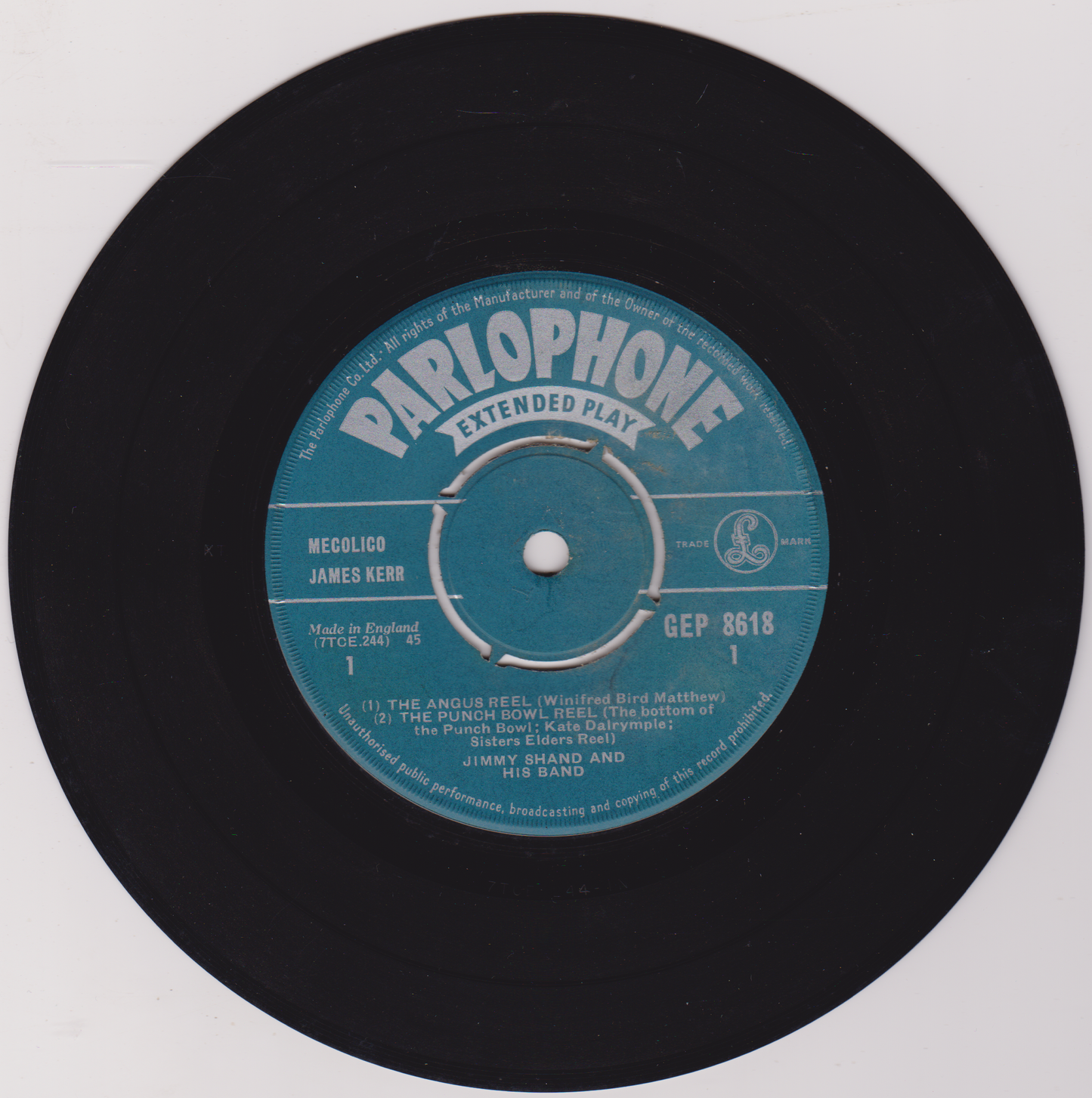 Jimmy Shand & His Band – A Swirl Of The Kilt (1957) 7" vinyl EP G+/-