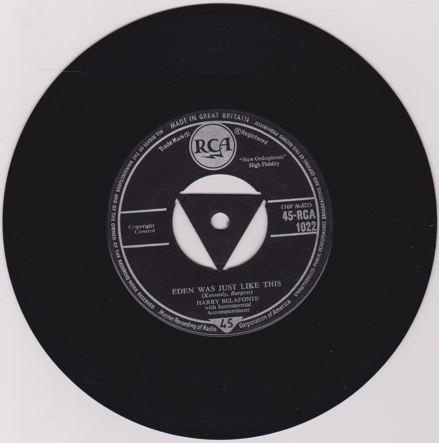 Harry Belafonte – Mary's Boy Child (RCA 1958) 7" vinyl single VG/VG