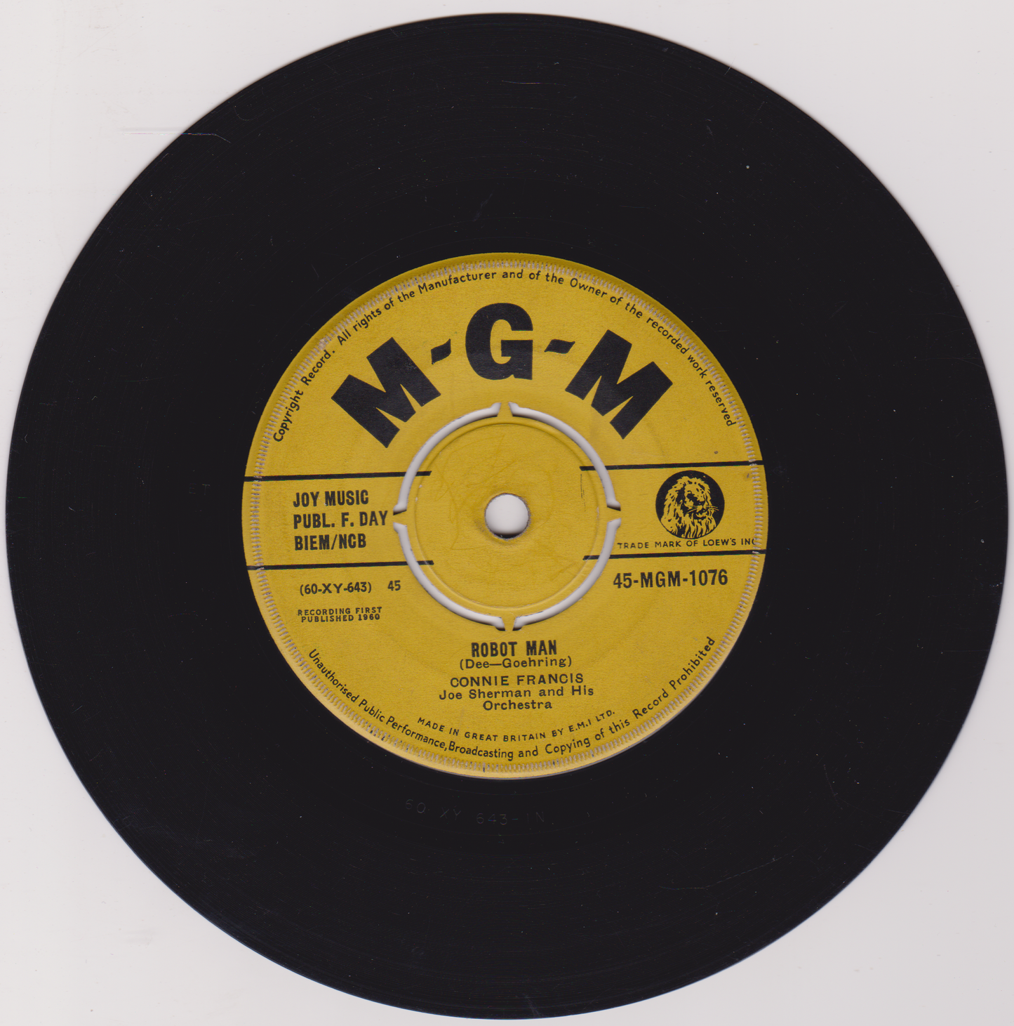 Connie Francis – Mama / Robot Man (MGM 1960) 7" vinyl single G+/-