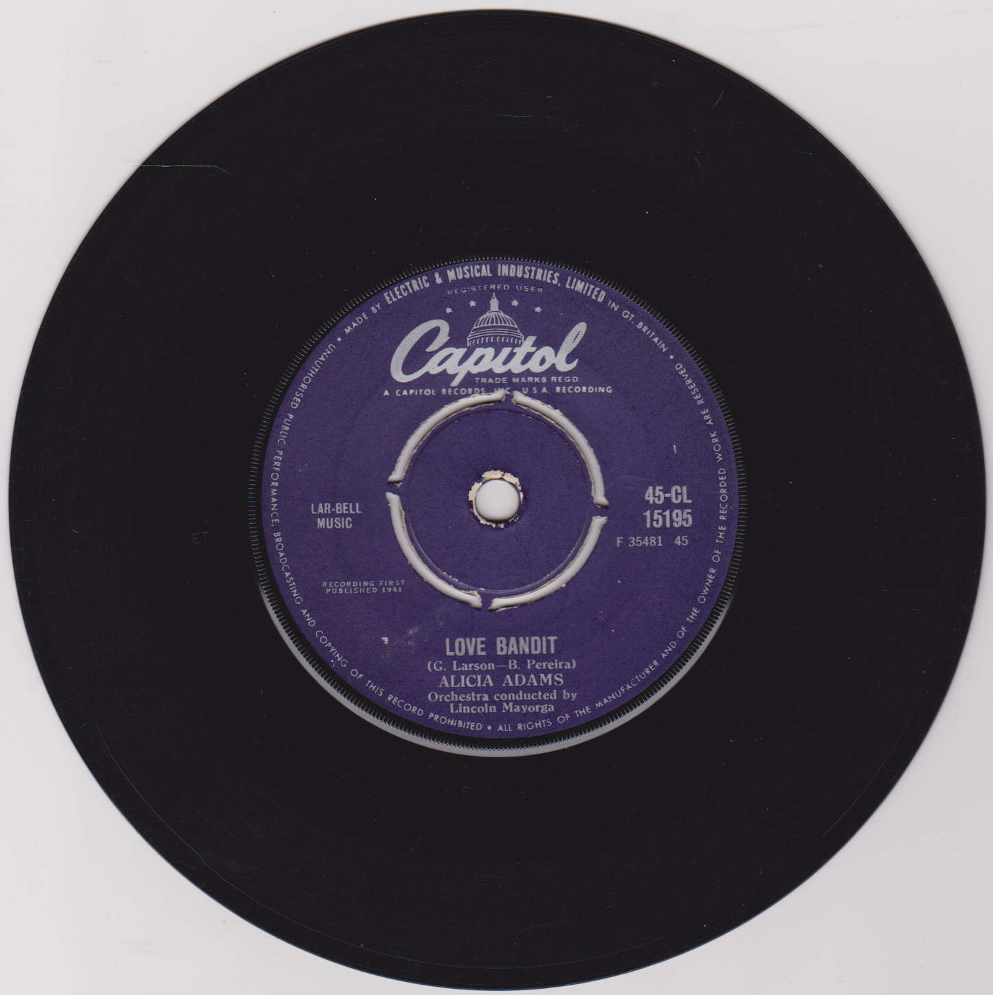 Alicia Adams – Oom Dooby Doom Lovely Dovey Sh'Boom (Capitol 1961) 7" vinyl single G+/-