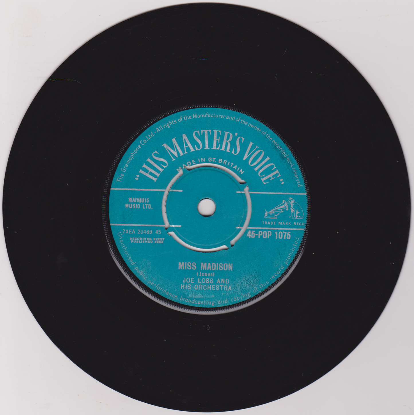Joe Loss & His Orchestra – Must Be Madison (HMV 1962) 7" vinyl single VG/-