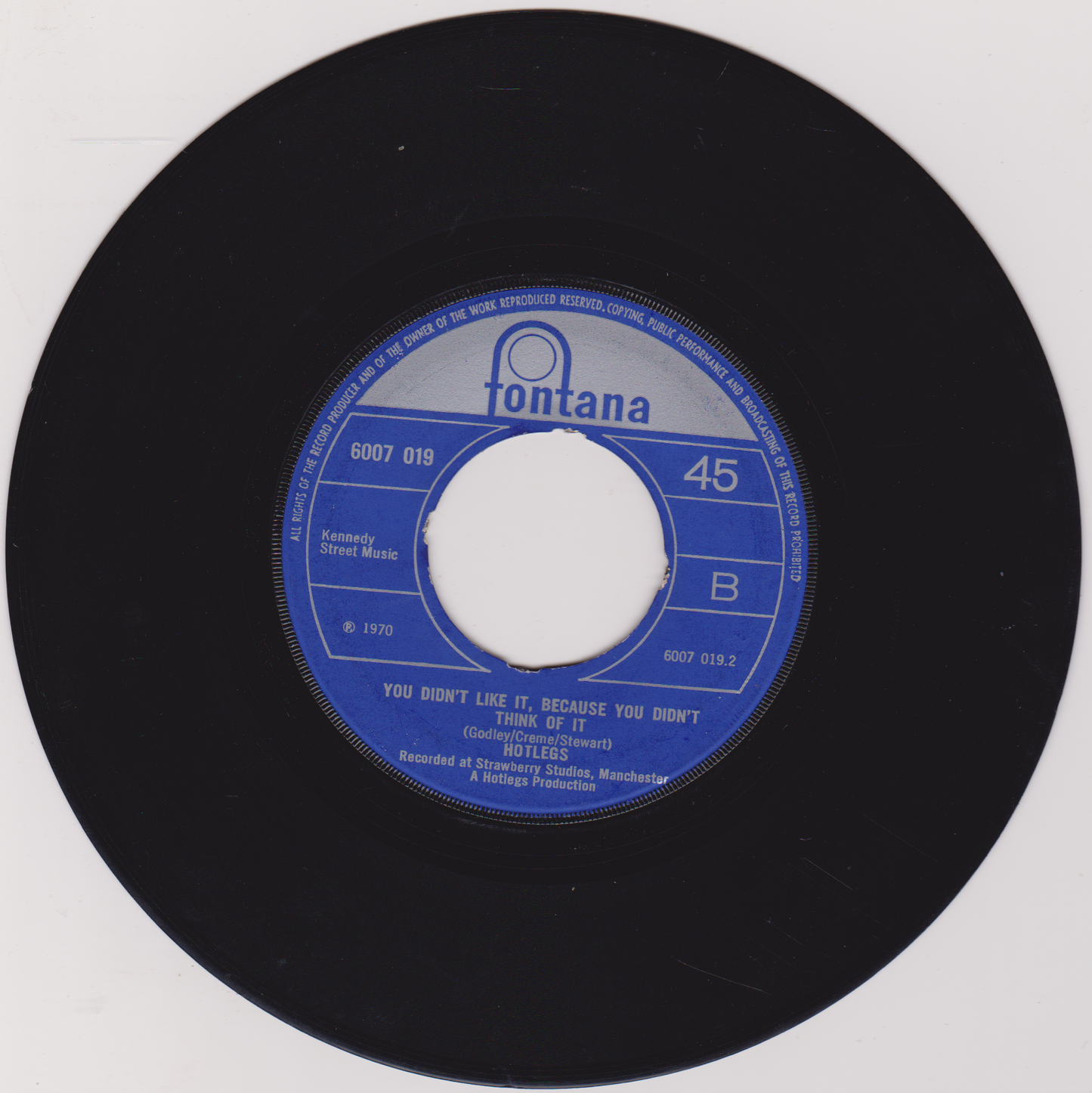 Hotlegs – Neanderthal Man (Fontana 1970) 7" vinyl single G+/- jukebox centre