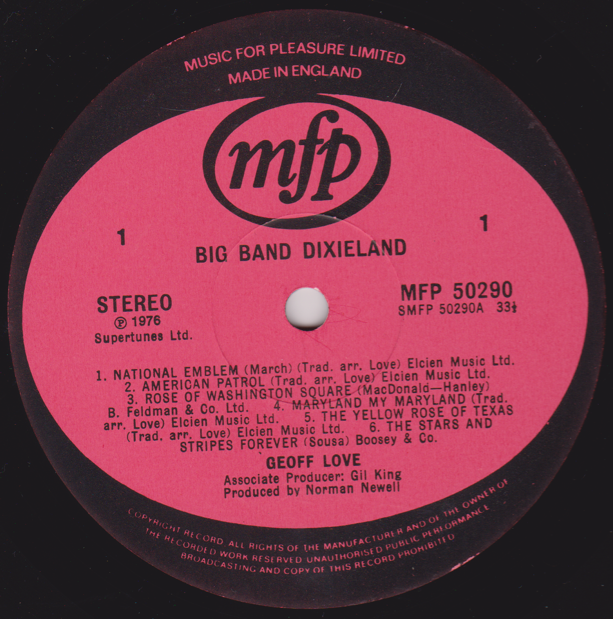 Geoff Love – Big Band Dixieland (MFP 1976) 12" vinyl LP VG/VG