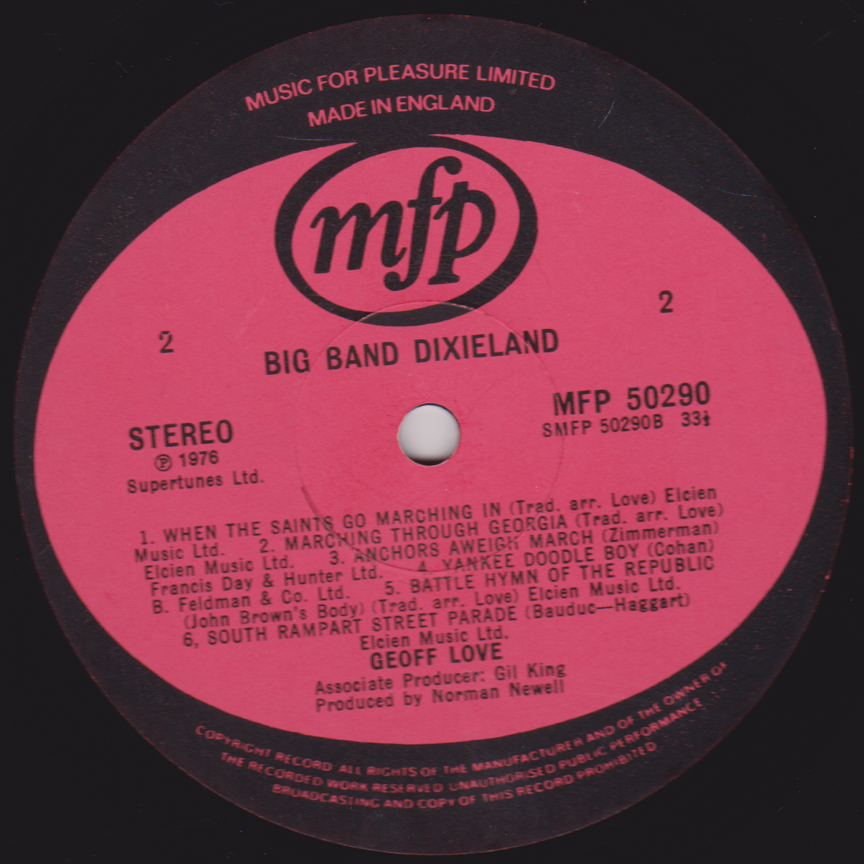 Geoff Love – Big Band Dixieland (MFP 1976) 12" vinyl LP VG/VG