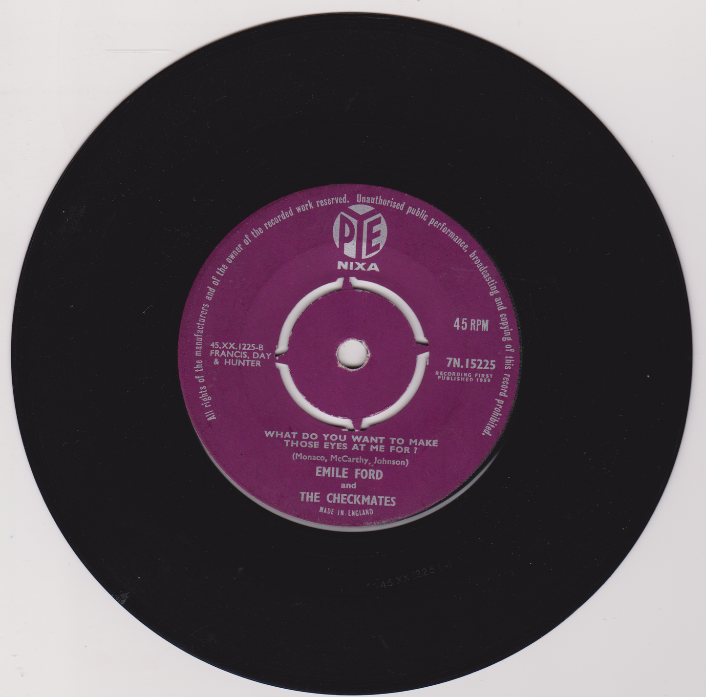 Emile Ford – Don't Tell Me Your Troubles (Pye 1959) 7" vinyl single VG/VG