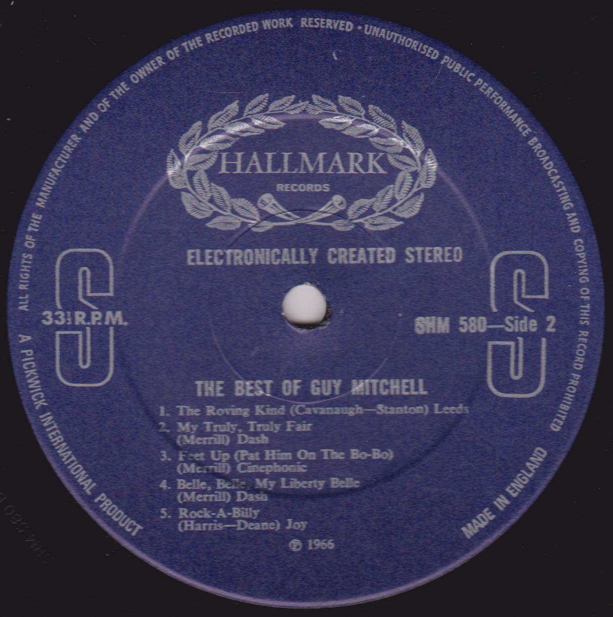 Guy Mitchell – The Best Of Guy Mitchell (Hallmark) 12" vinyl LP VG/VG RE compilation
