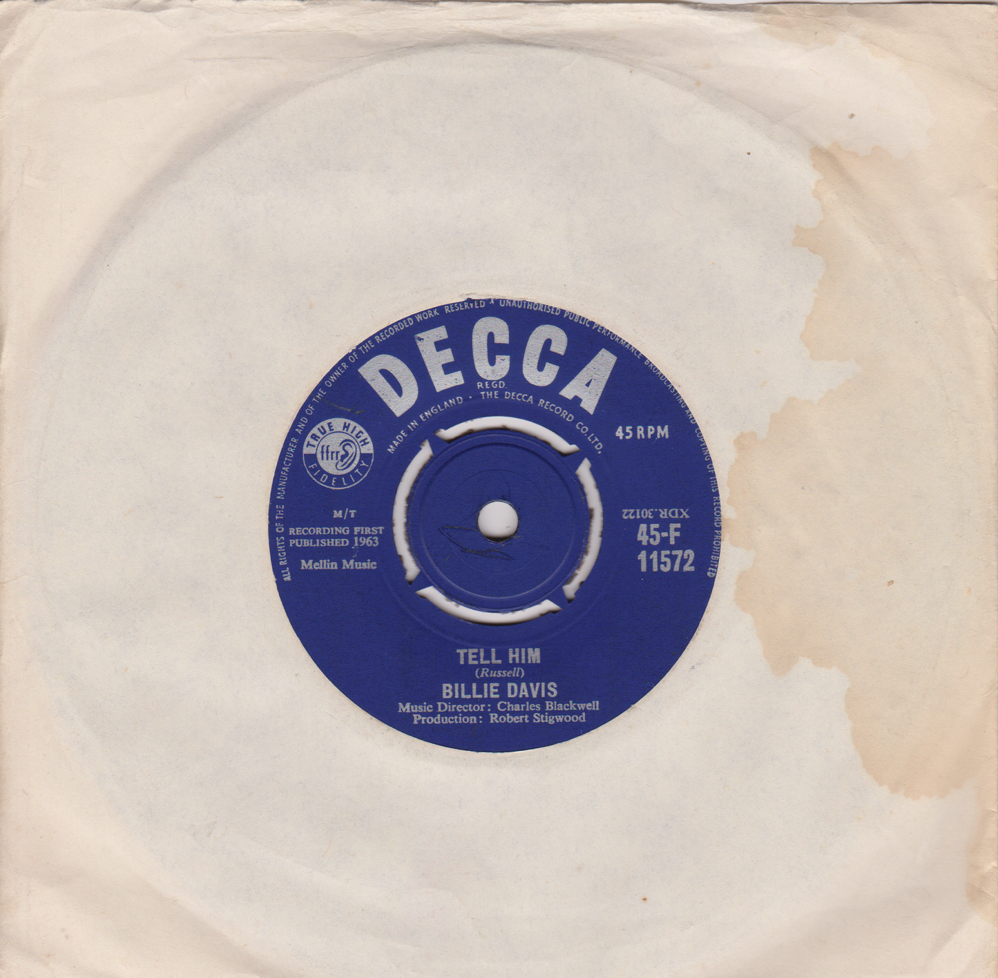 Billie Davis – Tell Him (Decca 1963) 7" vinyl single G+/-
