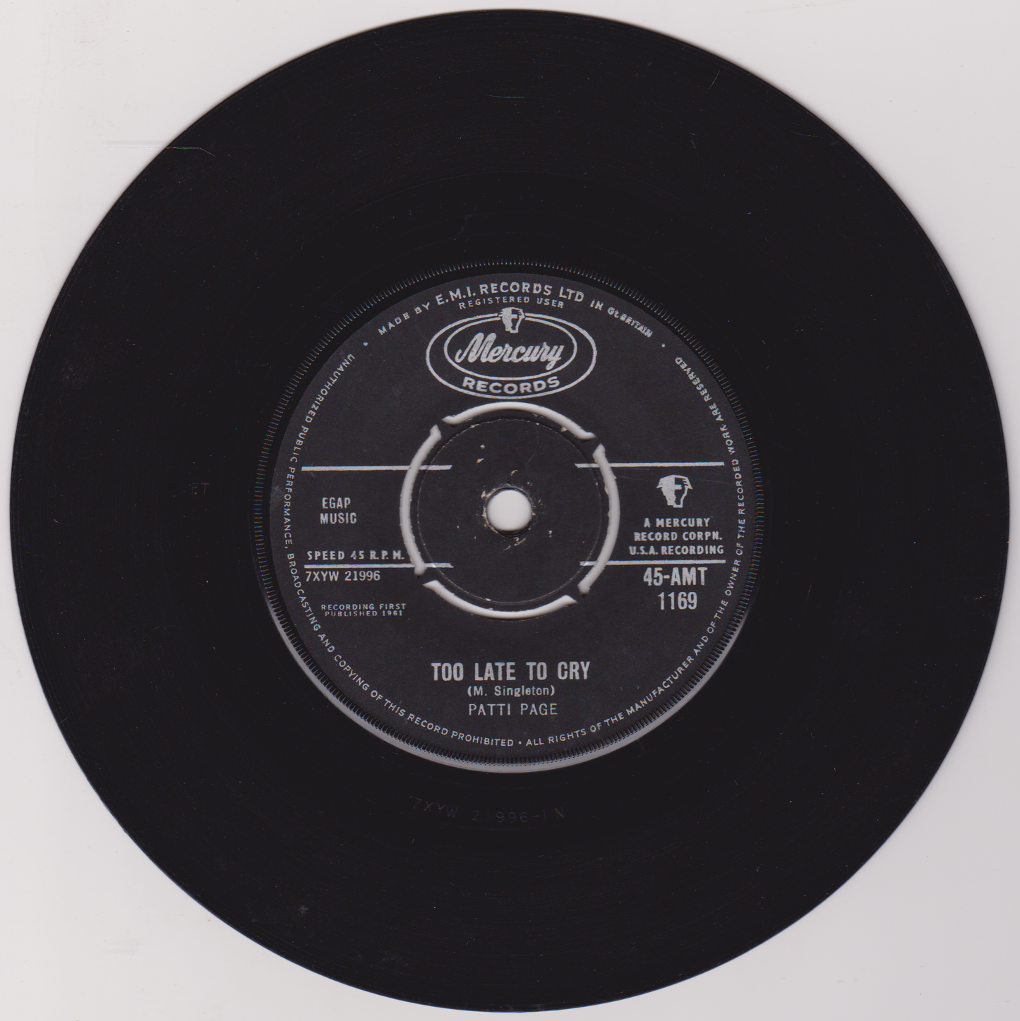 Patti Page – Go On Home (Mercury 1962) 7" vinyl single G+/-