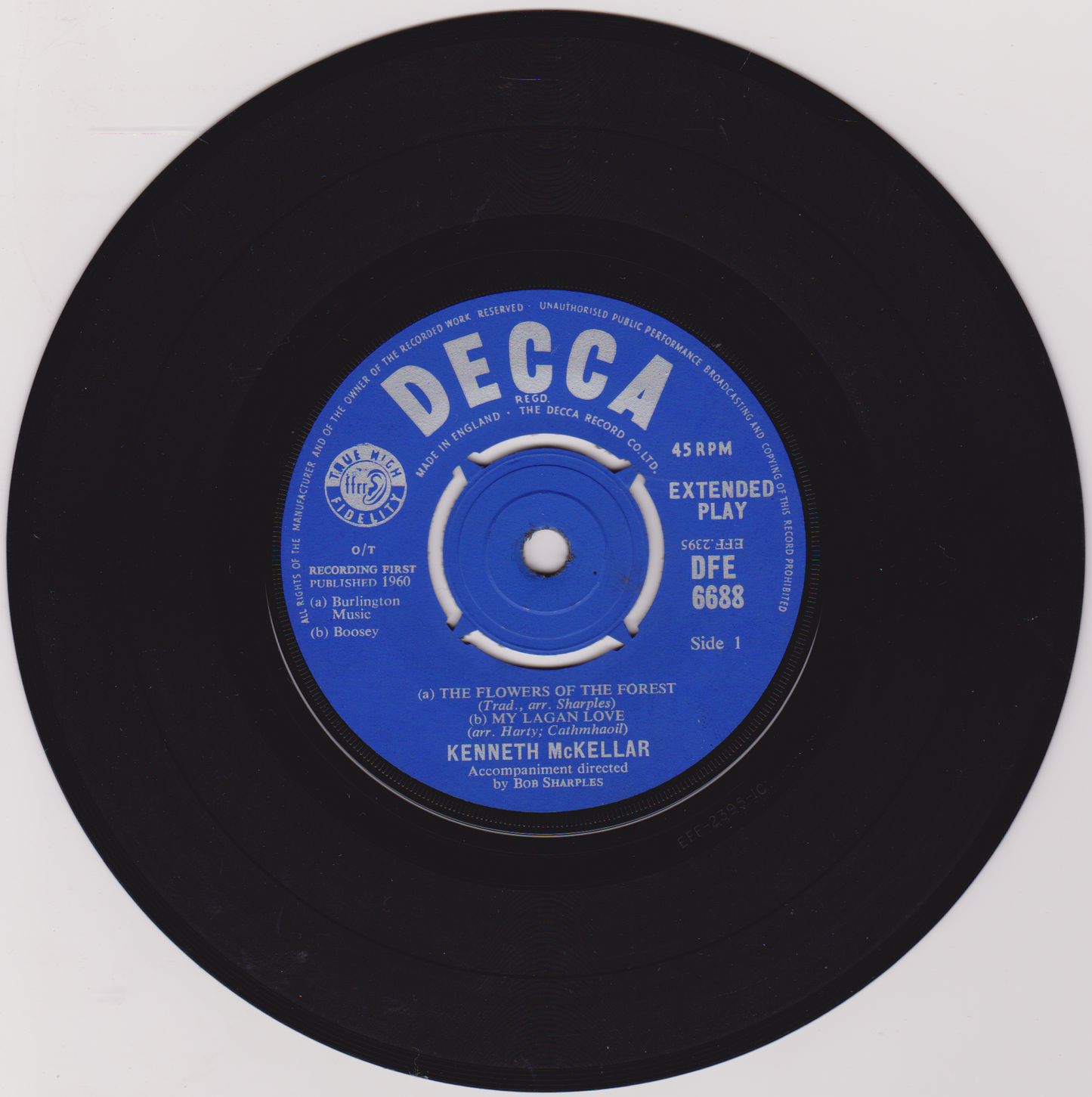 Kenneth McKellar - Flowers Of The Forest (Decca 1961) 7" vinyl EP VG/G