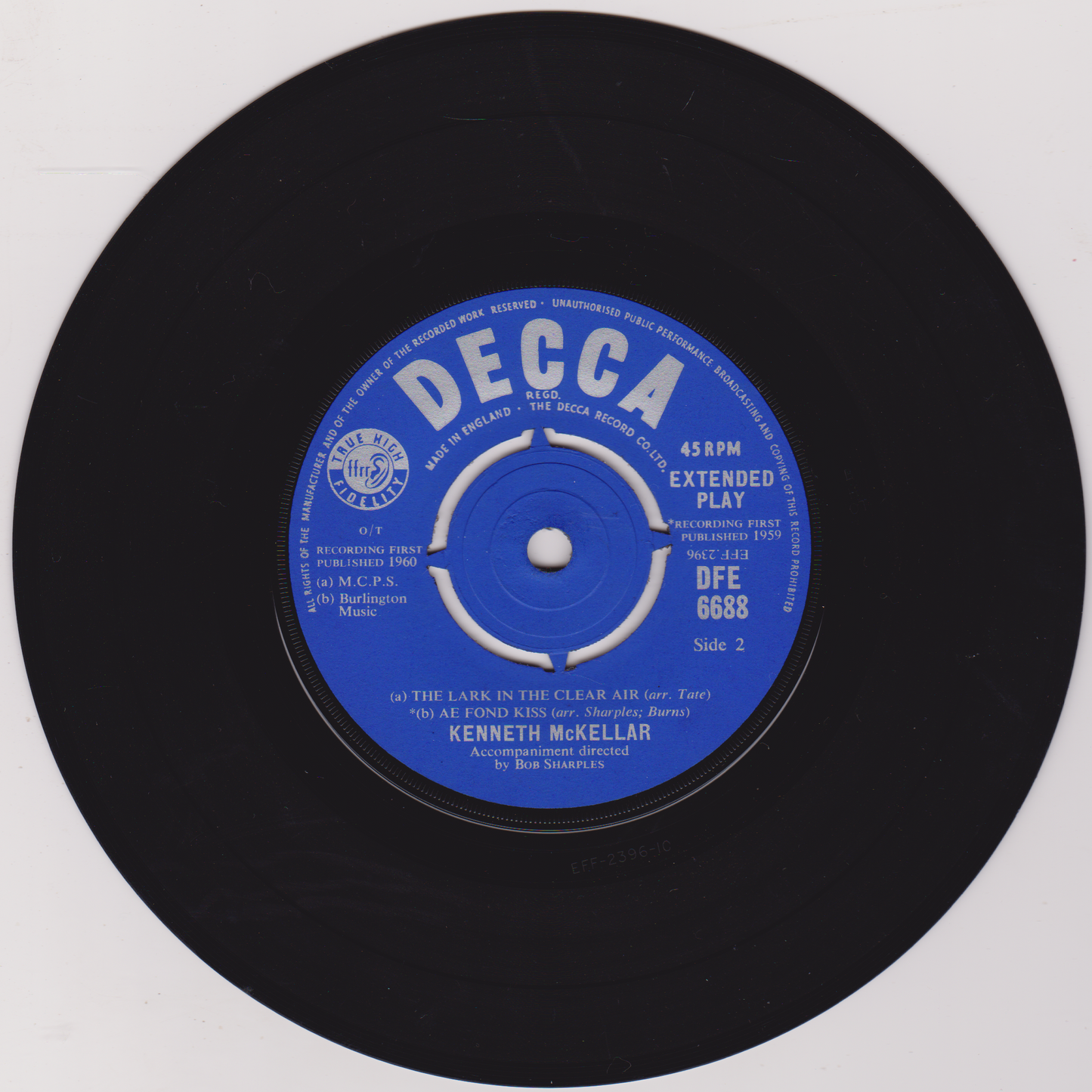 Kenneth McKellar - Flowers Of The Forest (Decca 1961) 7" vinyl EP VG/G