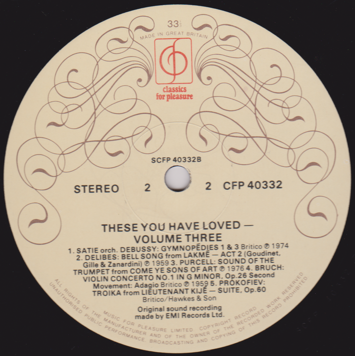 Richard Baker – Presents: These You Have Loved (Volume Three) (EMI) 12" vinyl LP VG/VG