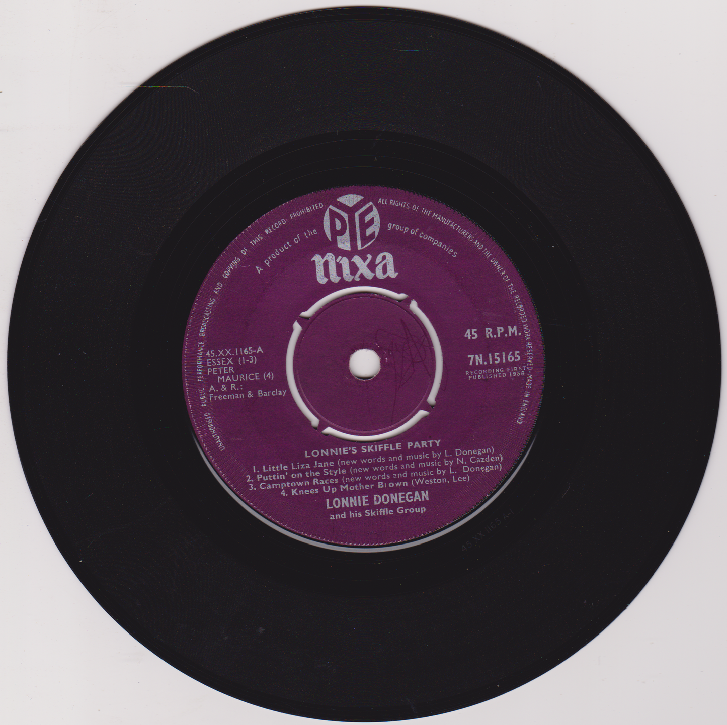 Lonnie Donegan And His Skiffle Group – Lonnie's Skiffle Party (Pye 1958) 7" vinyl single VG/-