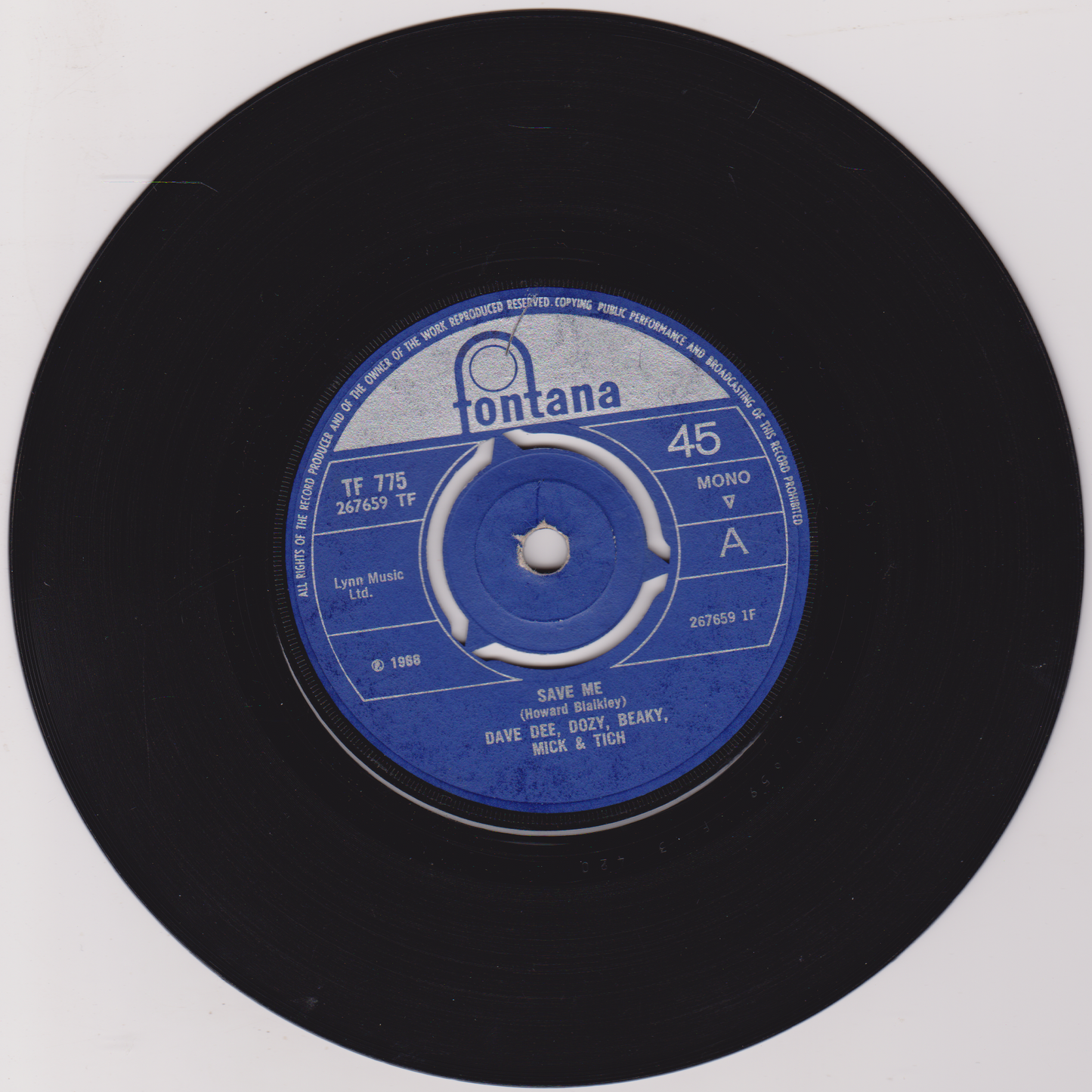 Dave Dee, Dozy, Beaky, Mick & Tich – Save Me (Fontana 1966) 7" vinyl single VG/-