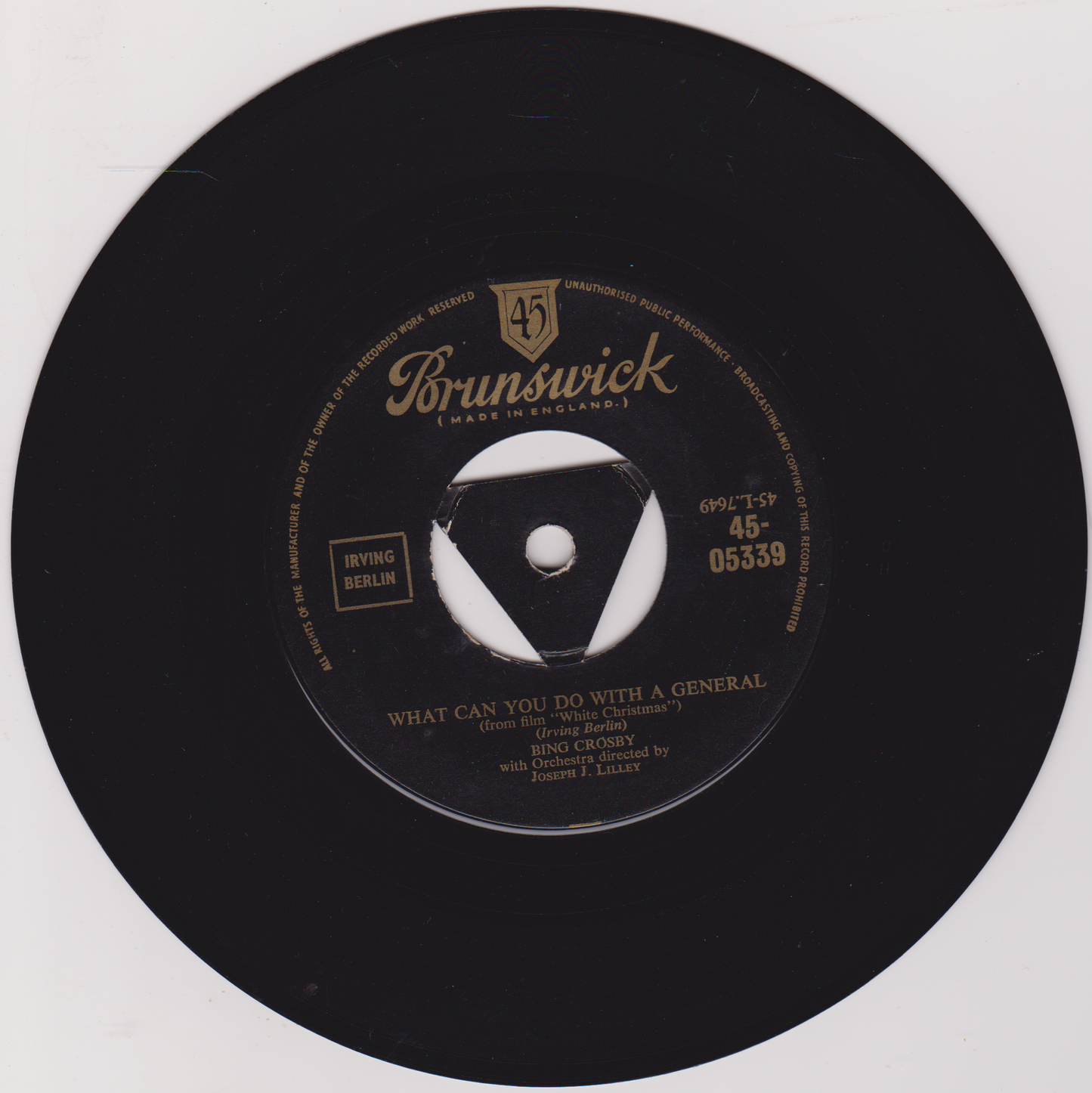 Bing Crosby – What Can You Do With A General (Brunswick) 7" vinyl single VG/-