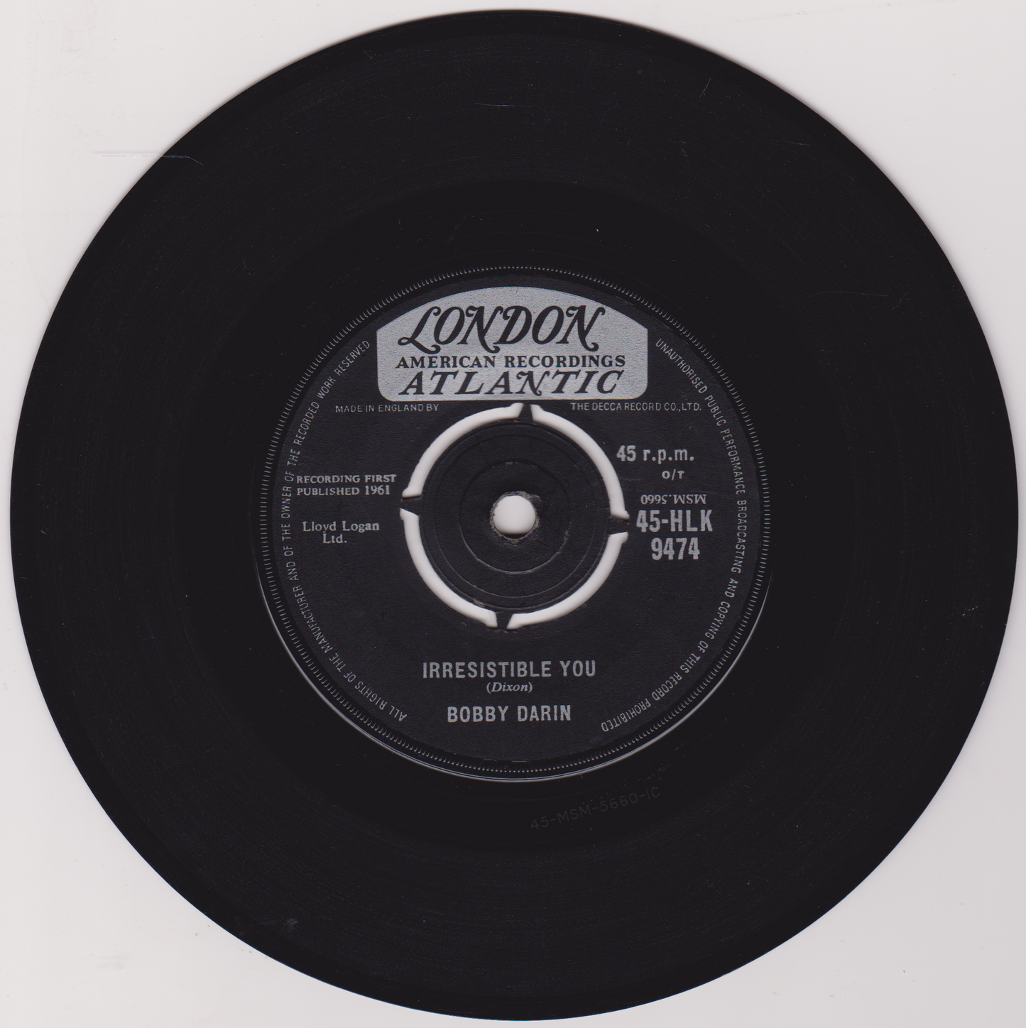 Bobby Darin - Multiplication (London 1961) 7" vinyl single VG/-