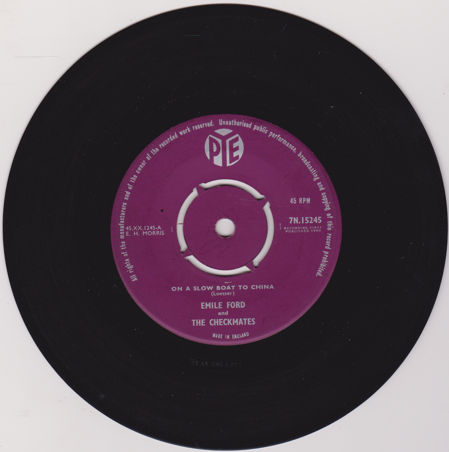 Emile Ford – On A Slow Boat To China (Pye 1960) 7" vinyl single VG/VG