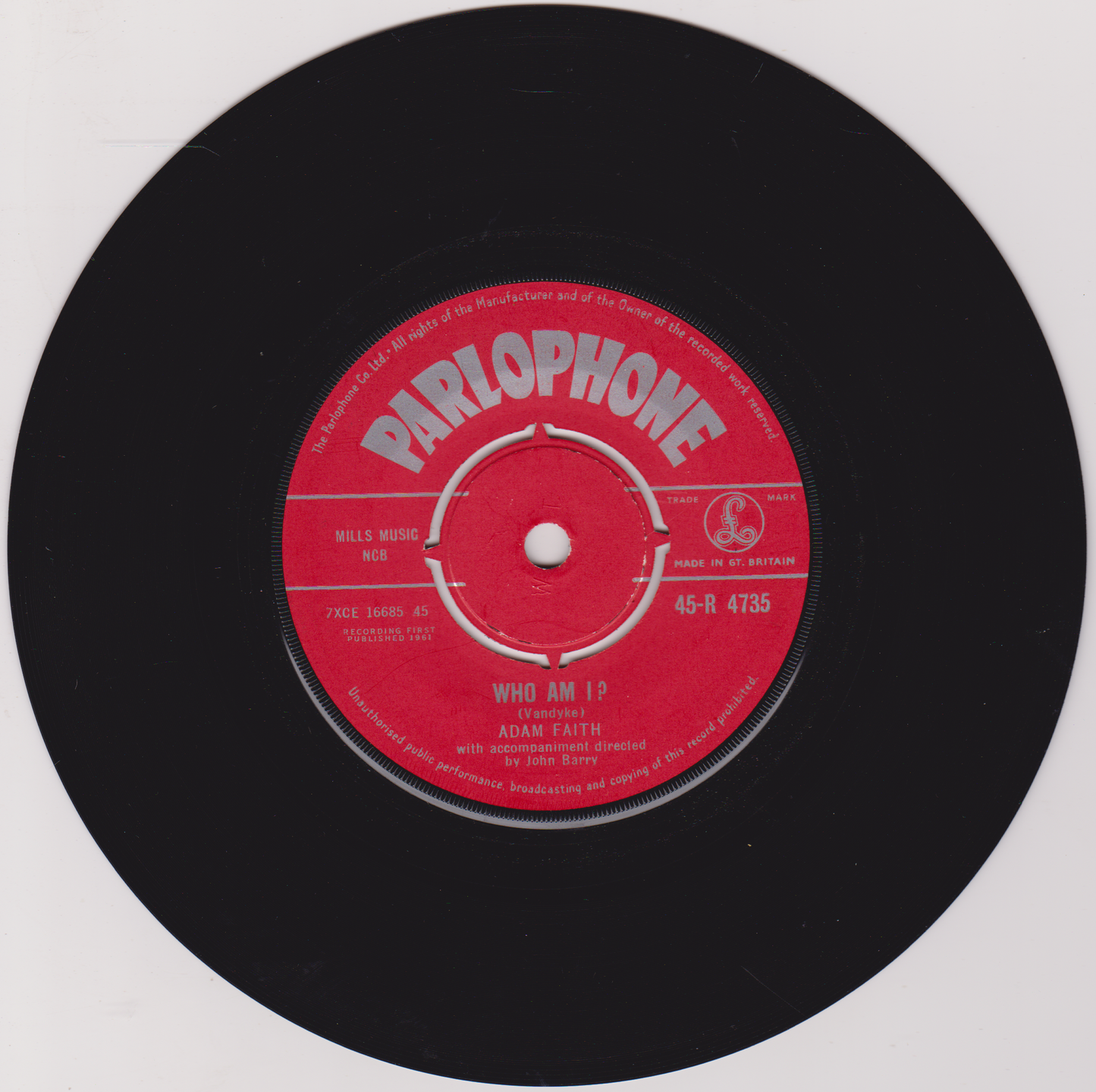 Adam Faith – Who Am I ? / This Is It (Parlophone 1961) 7" vinyl single VG/-