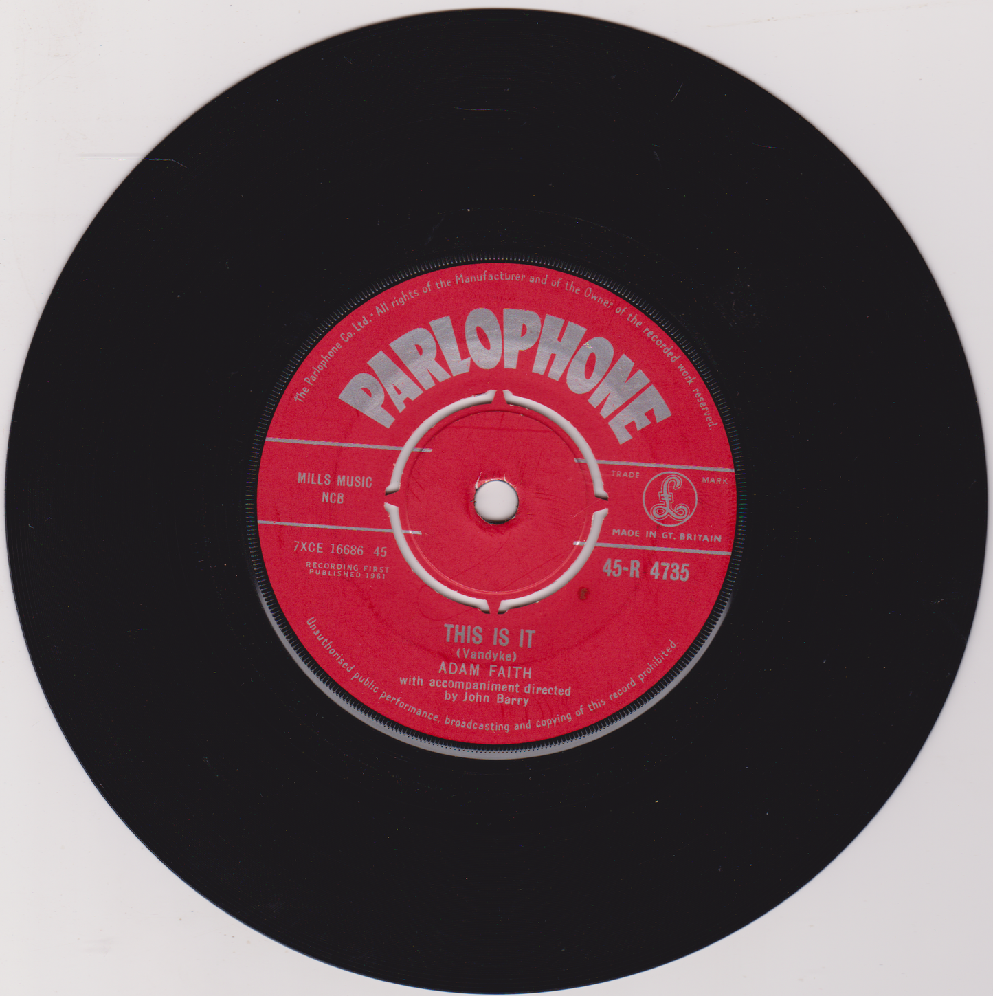 Adam Faith – Who Am I ? / This Is It (Parlophone 1961) 7" vinyl single VG/-