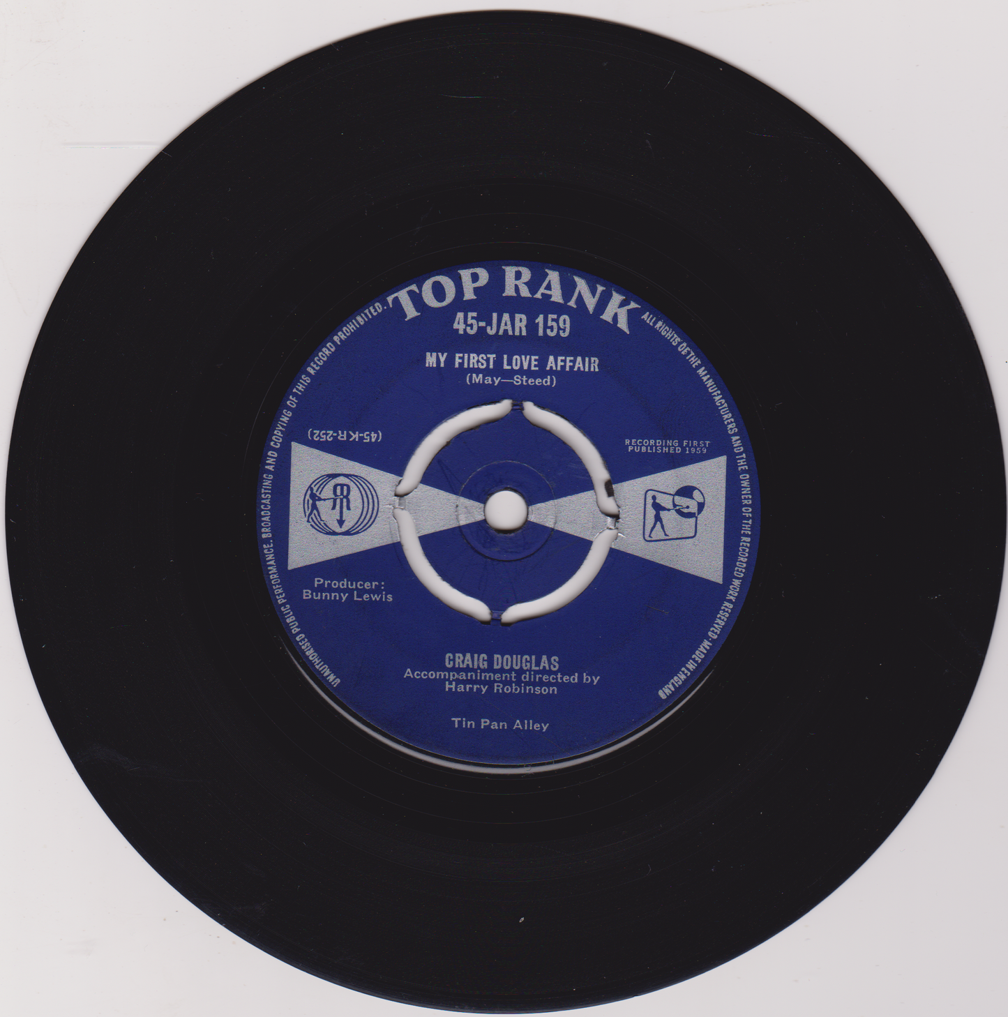 Craig Douglas – Only Sixteen (Top Rank 1959) 7" vinyl single VG/-