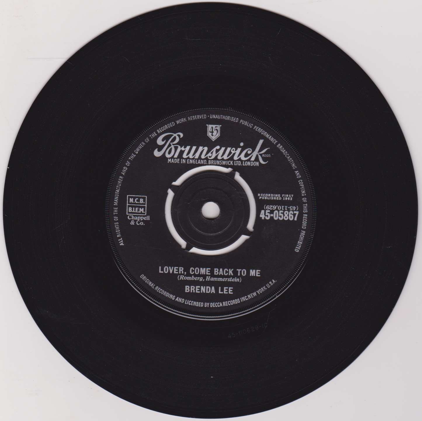 Brenda Lee – Speak To Me Pretty (Brunswick 1962) 7" vinyl single VG/-