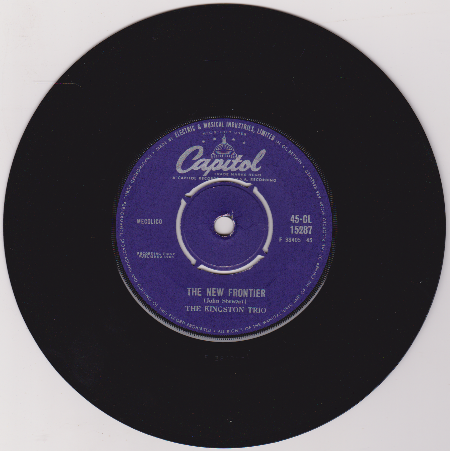 The Kingston Trio – The New Frontier (Capitol 1963) 7" vinyl single VG/VG